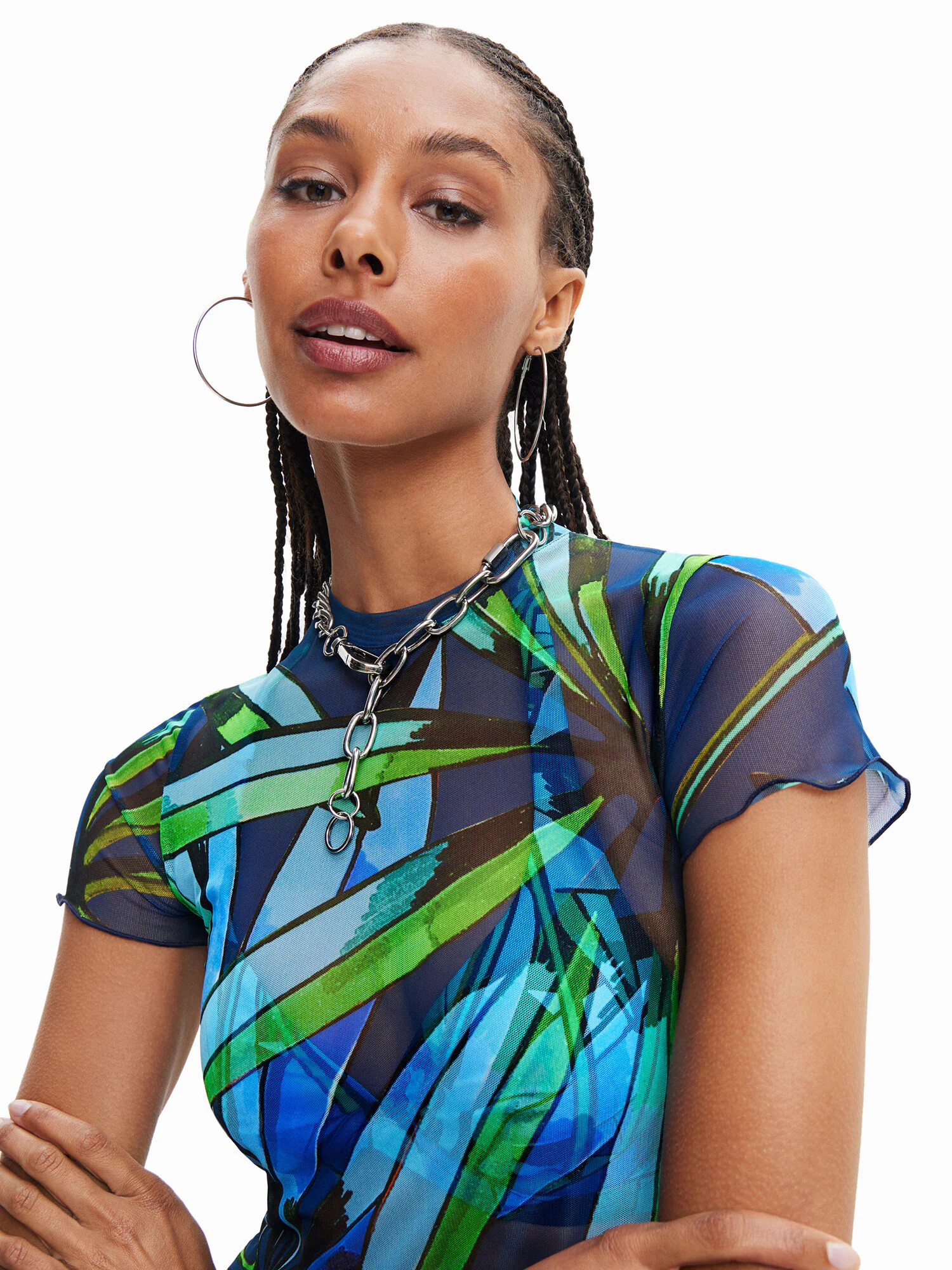 Desigual Tricou bleumarin / azur / verde / verde smarald - Pled.ro