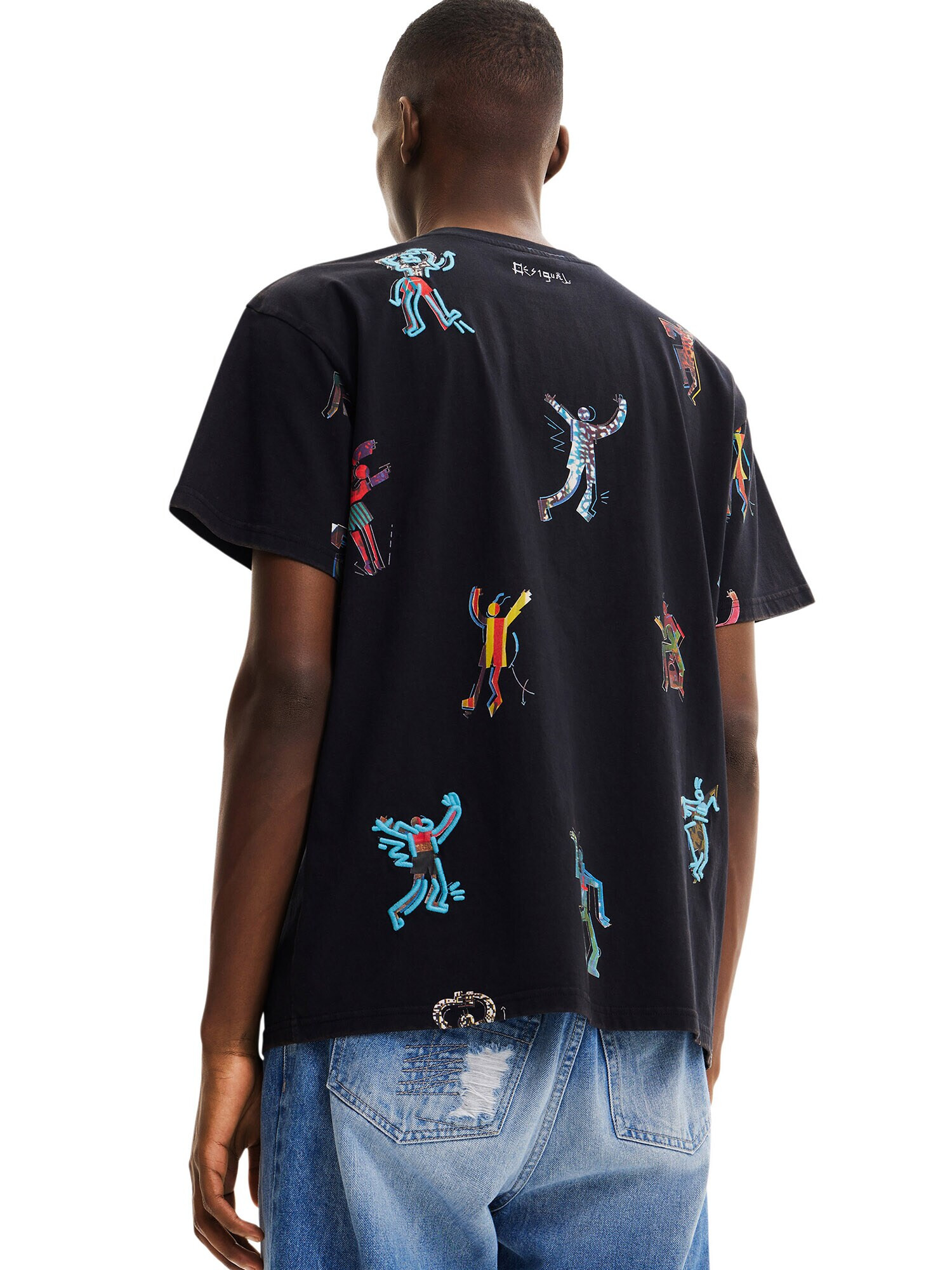 Desigual Tricou 'CRESTENCIO' gri metalic / alb - Pled.ro