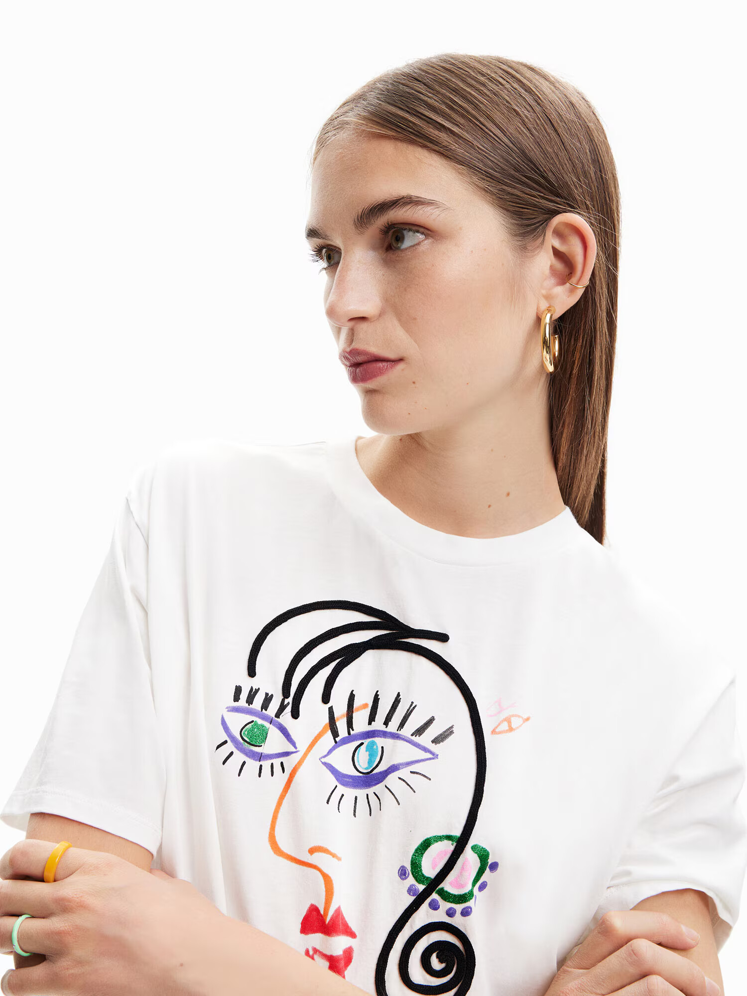 Desigual Tricou 'FACE' albastru deschis / roșu / negru / alb - Pled.ro