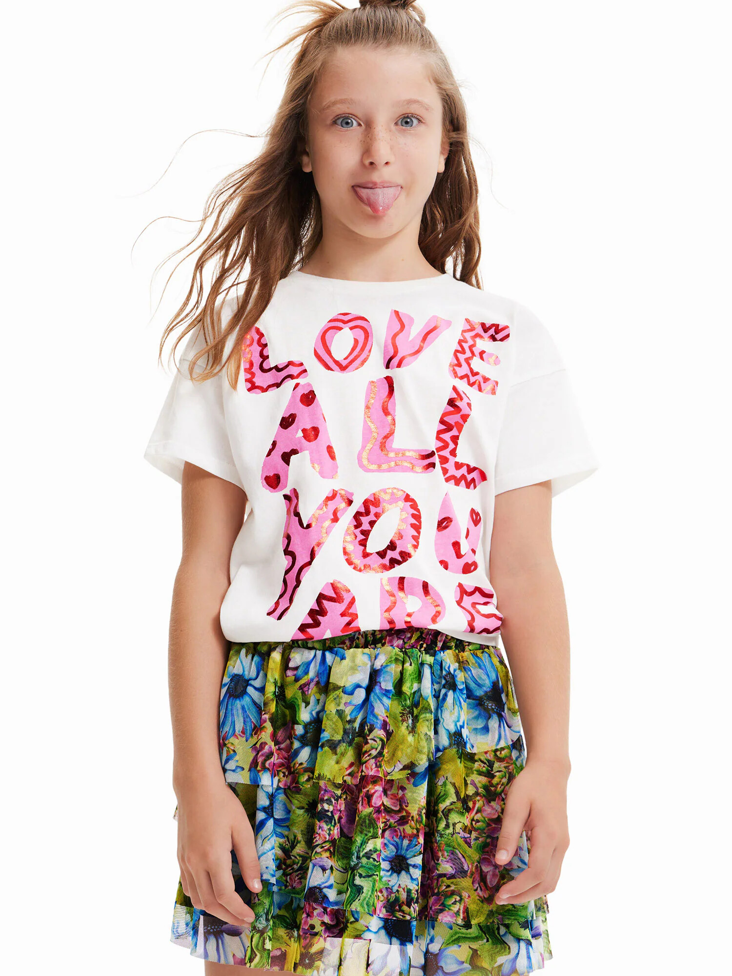 Desigual Tricou 'Laya' roz / roșu / alb - Pled.ro