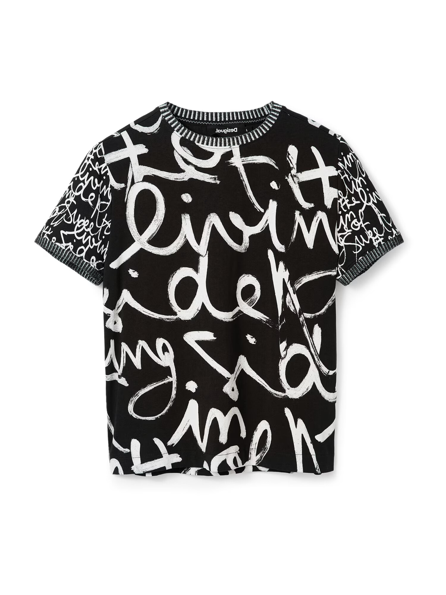 Desigual Tricou negru / alb murdar - Pled.ro