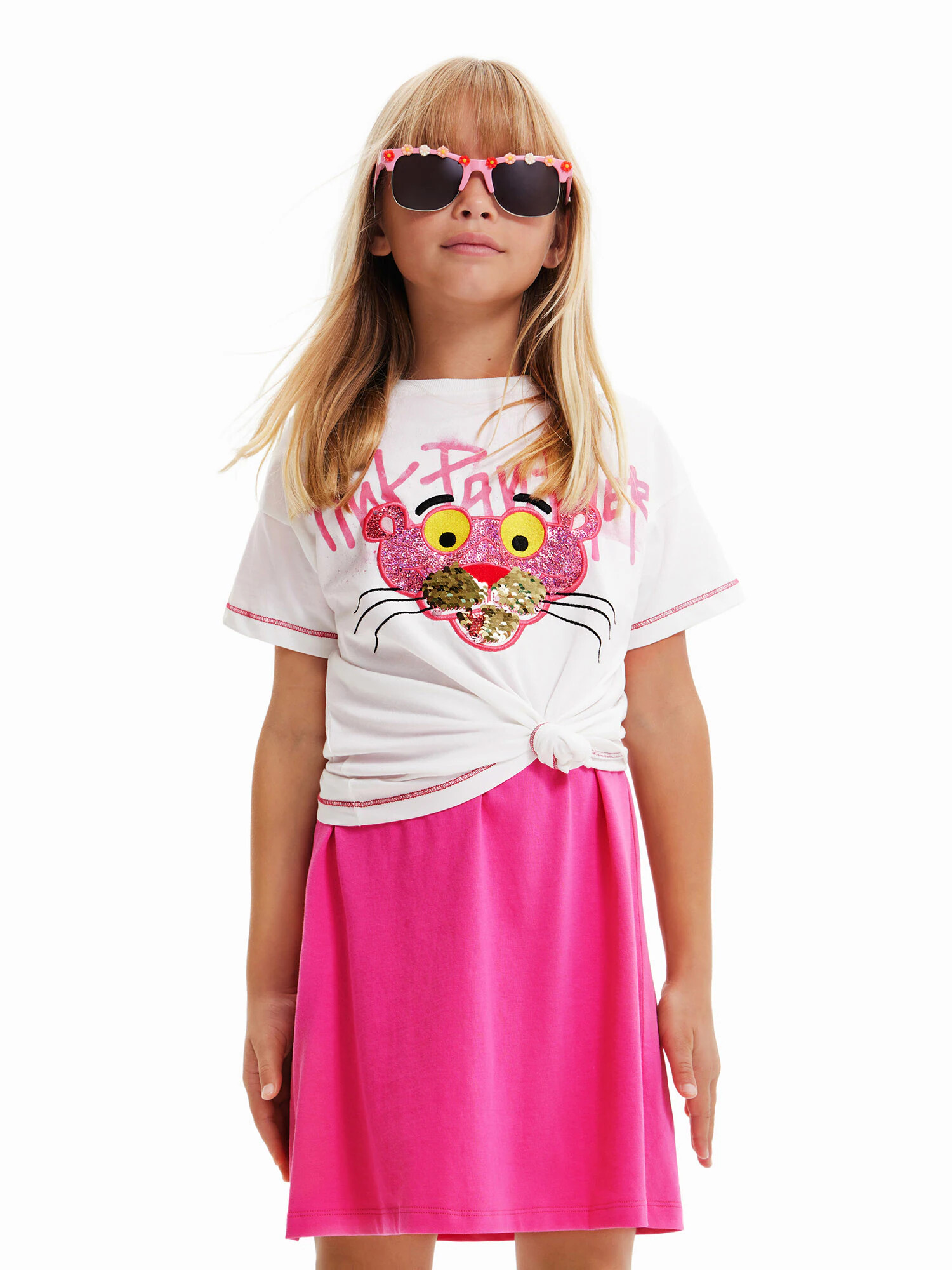 Desigual Tricou 'Pink Panther' auriu / roz / negru / alb - Pled.ro