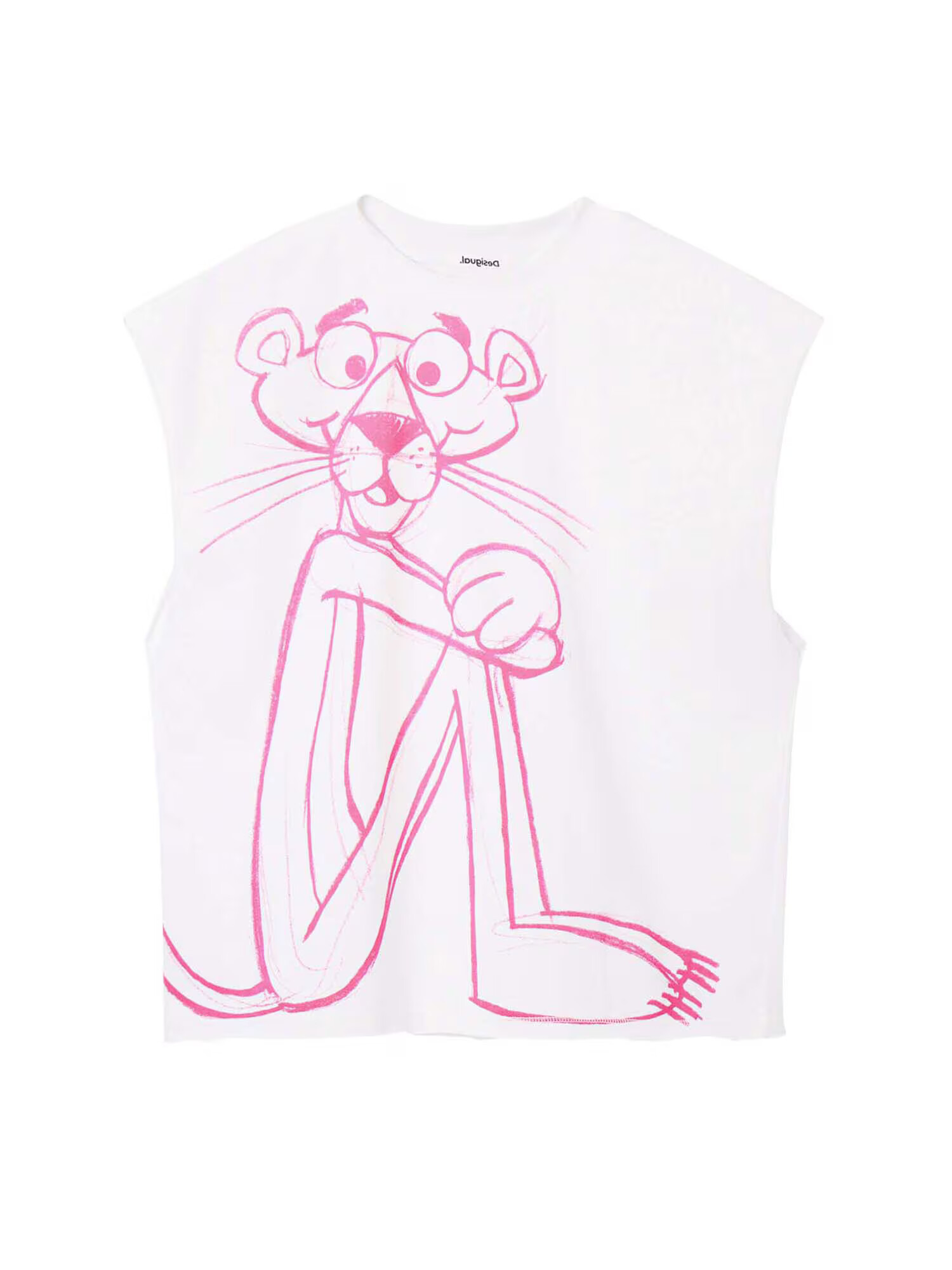 Desigual Tricou 'Pink Panther' roz / alb - Pled.ro