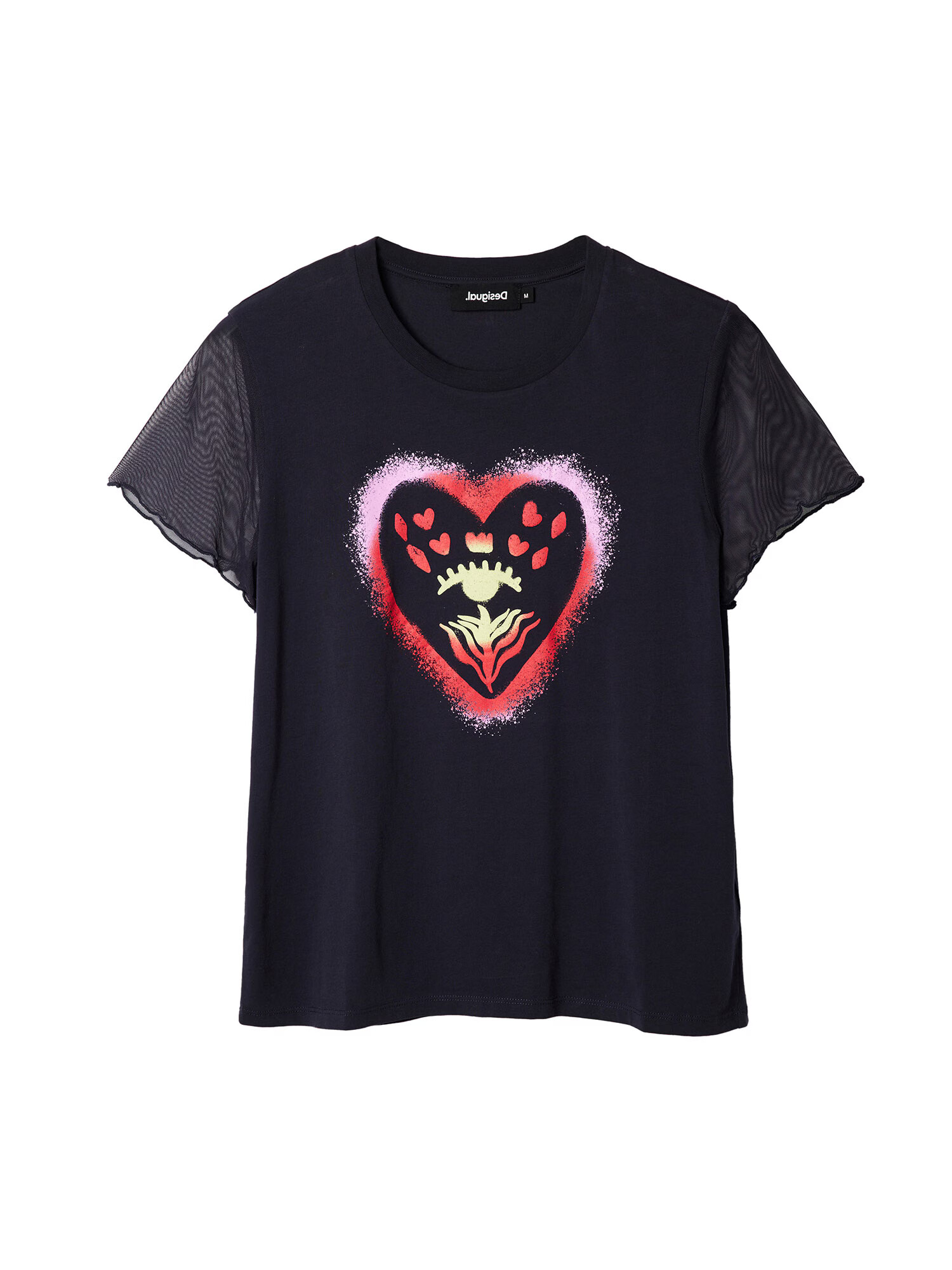 Desigual Tricou 'Arty heart' albastru marin / galben / roz - Pled.ro