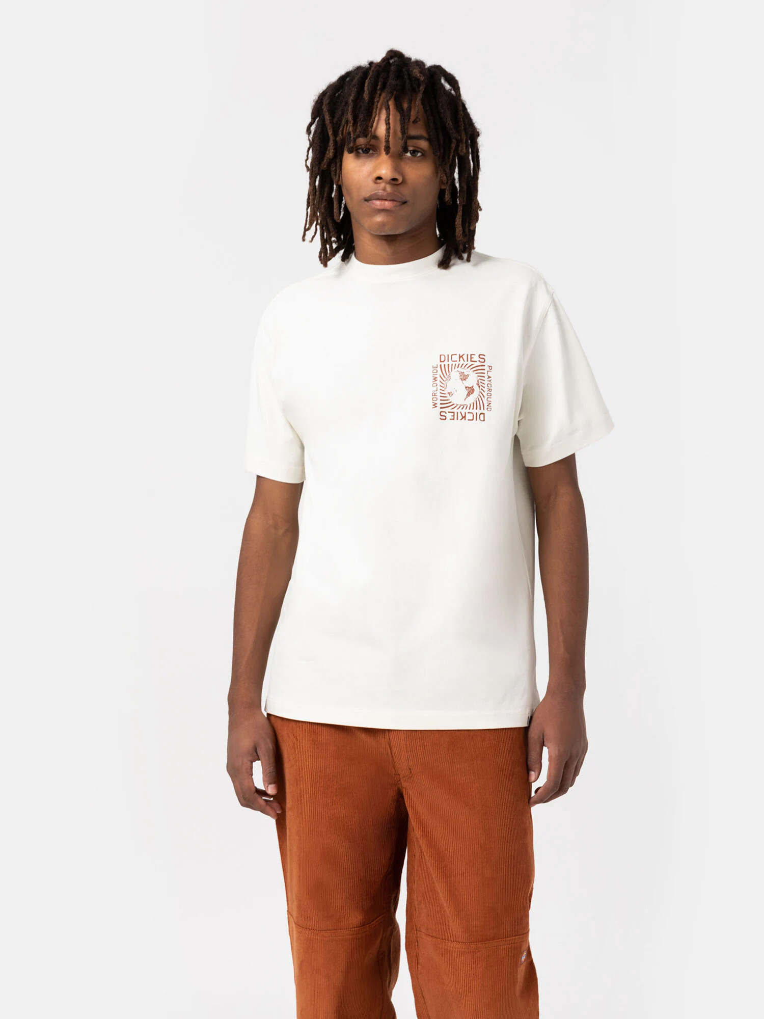 DICKIES Tricou 'MARBURY' maro / alb natural - Pled.ro