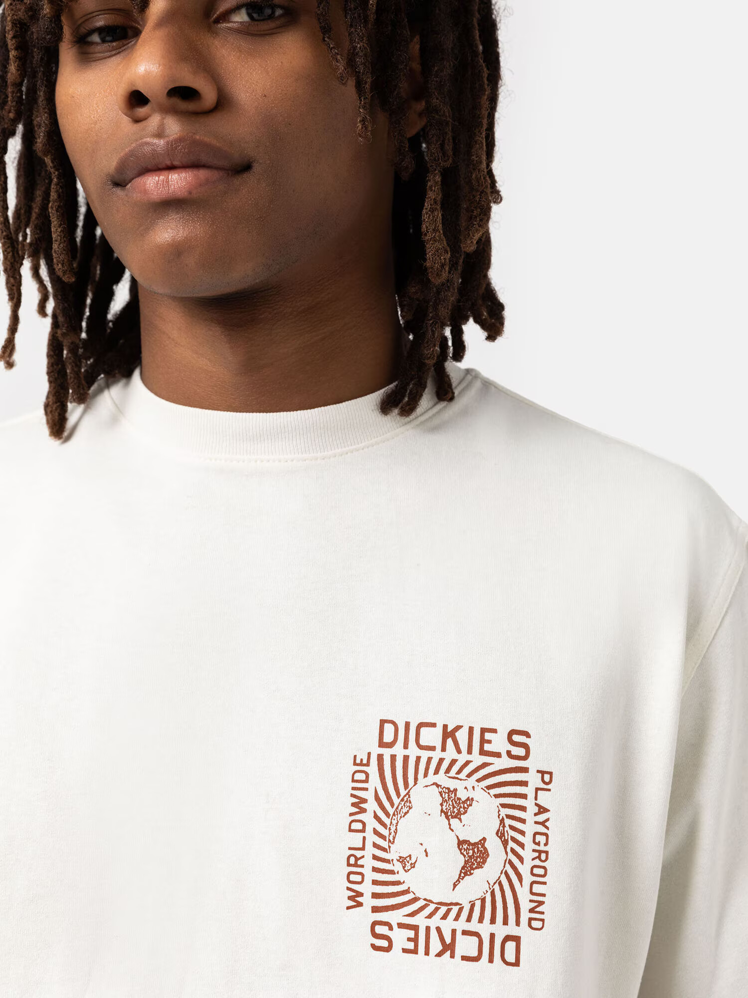 DICKIES Tricou 'MARBURY' maro / alb natural - Pled.ro