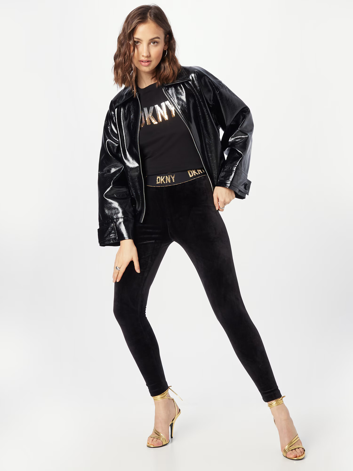 DKNY Leggings auriu / negru - Pled.ro