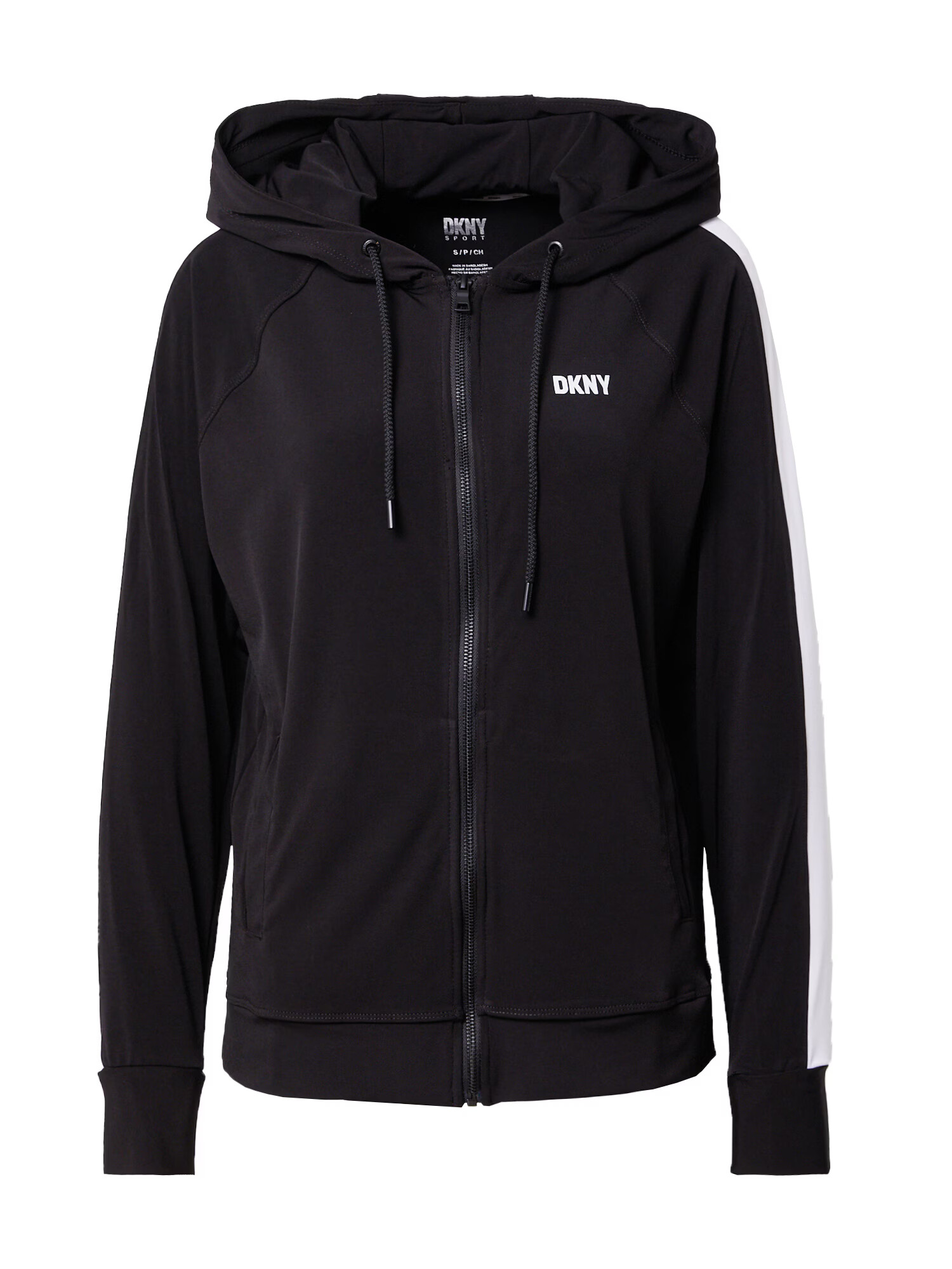 DKNY Performance Bluză cu fermoar sport negru / alb - Pled.ro