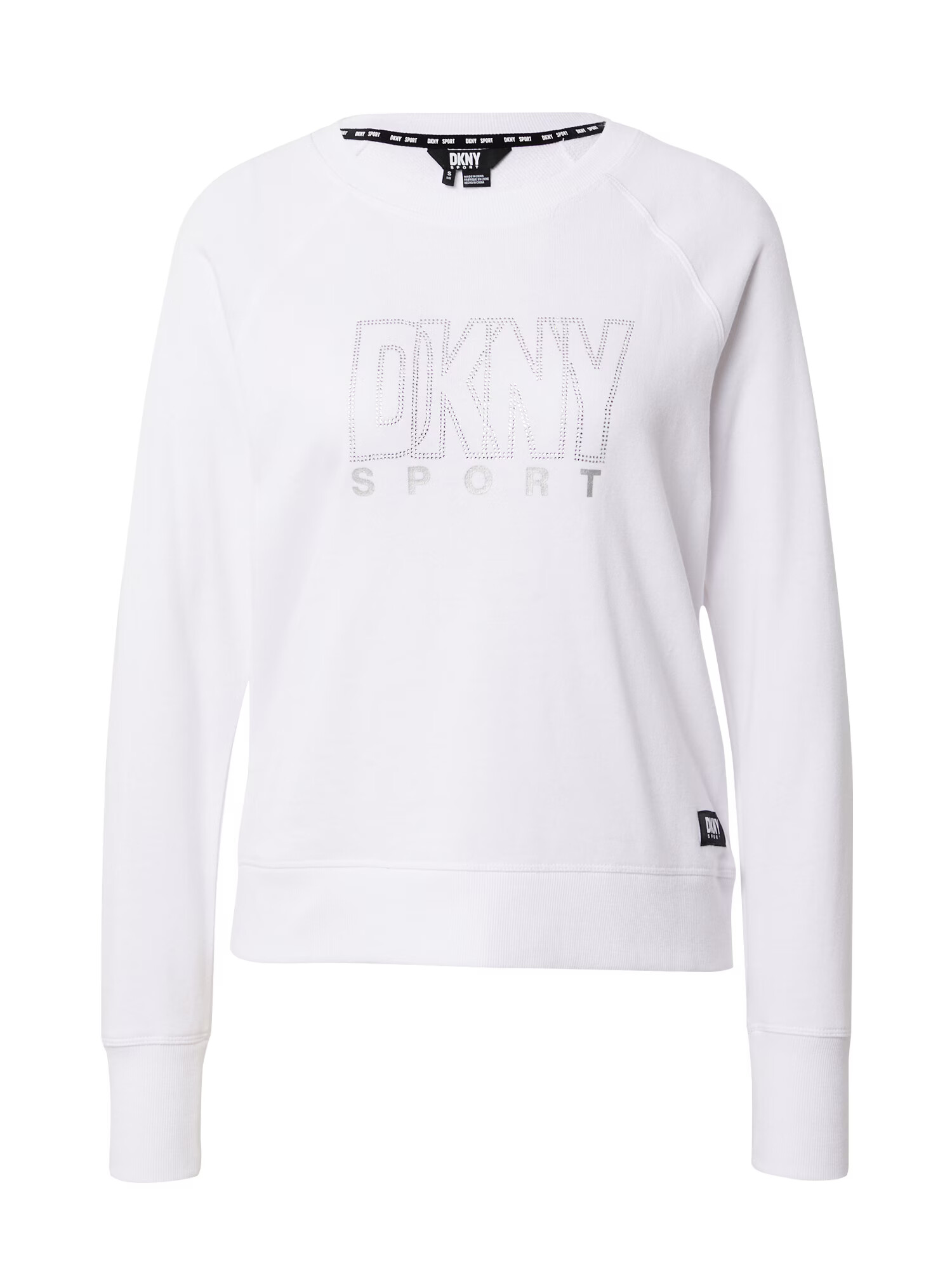 DKNY Performance Bluză de molton argintiu / alb - Pled.ro