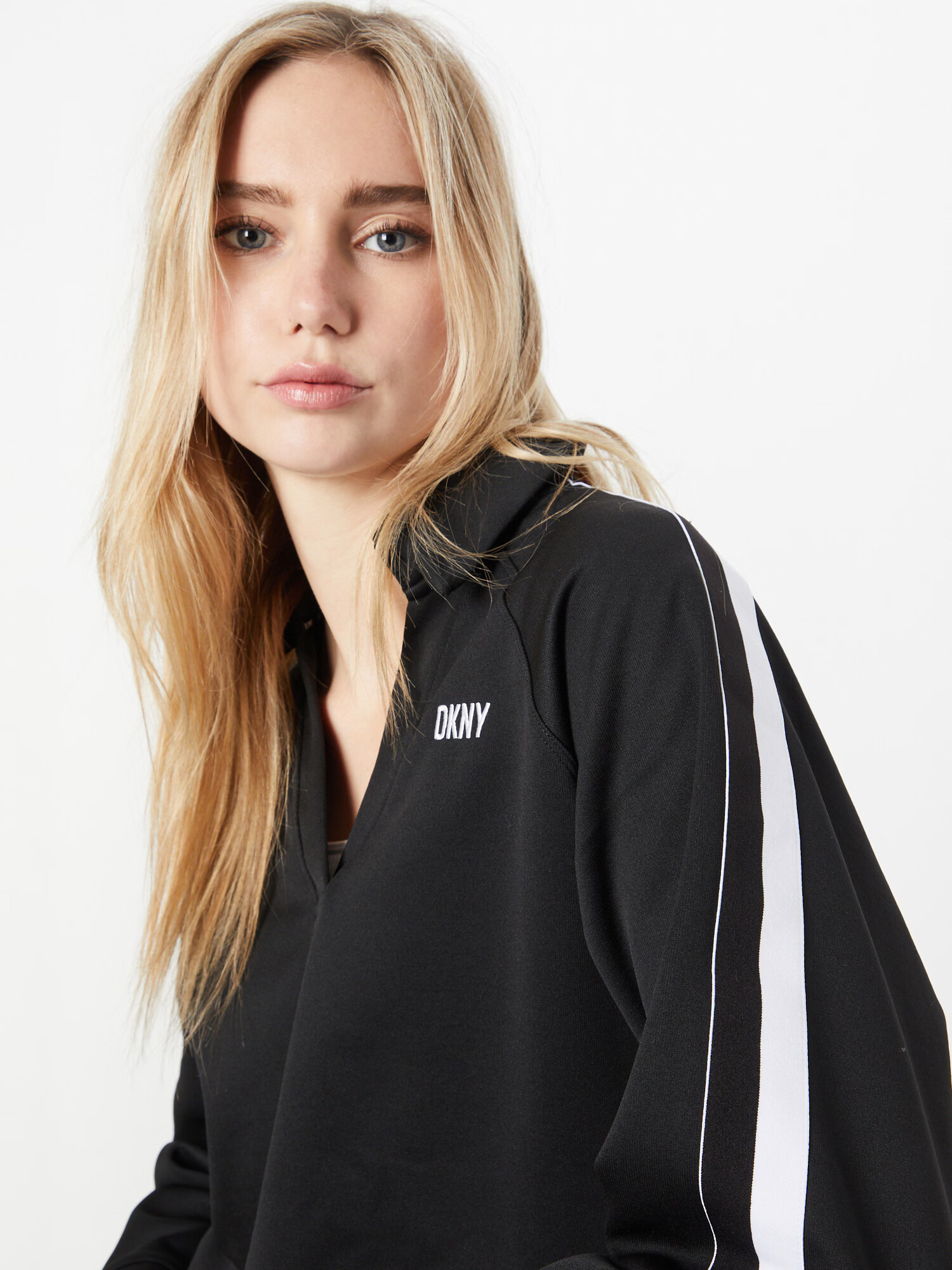 DKNY Performance Pulovere sport negru / alb - Pled.ro