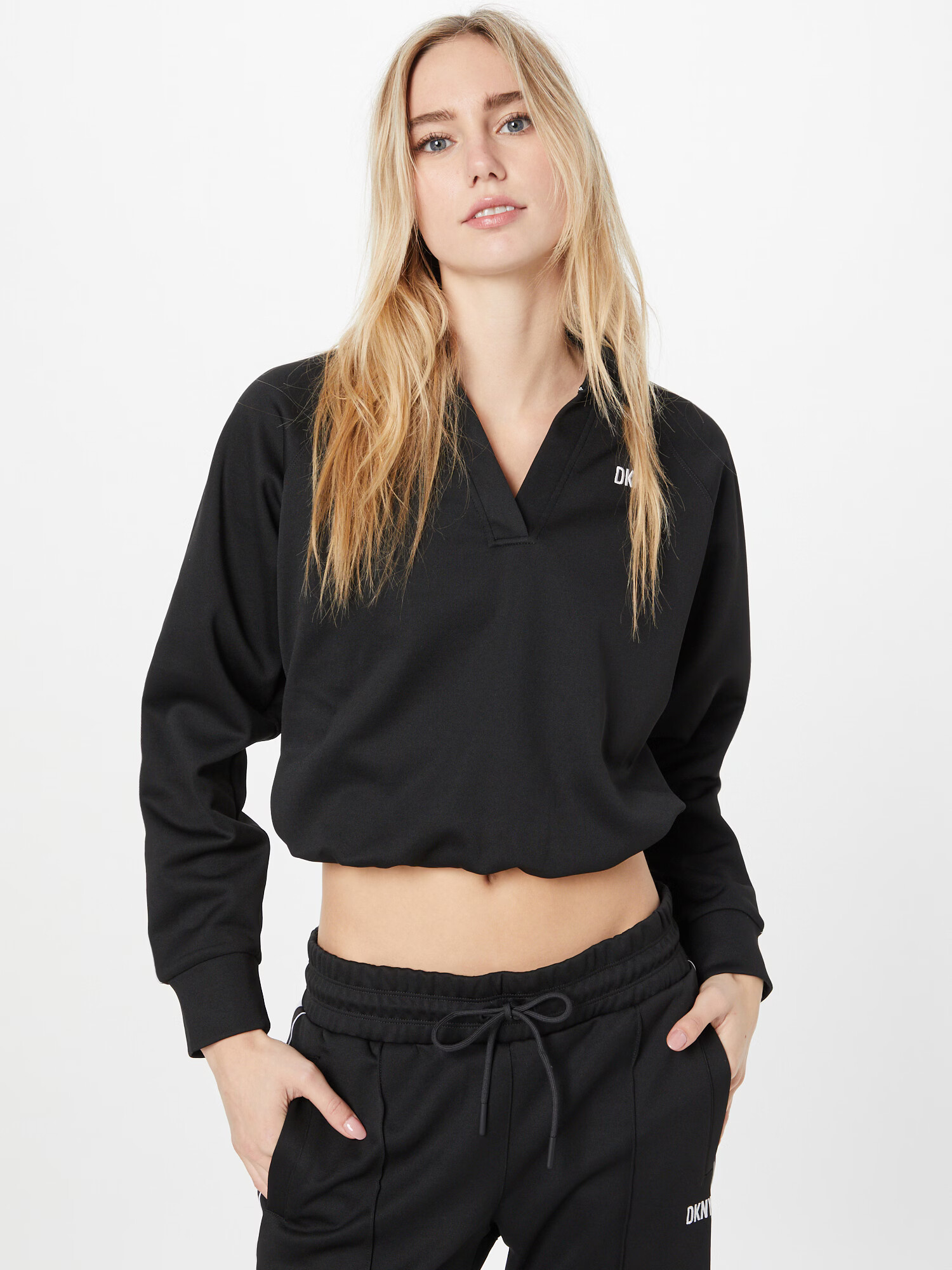 DKNY Performance Pulovere sport negru / alb - Pled.ro