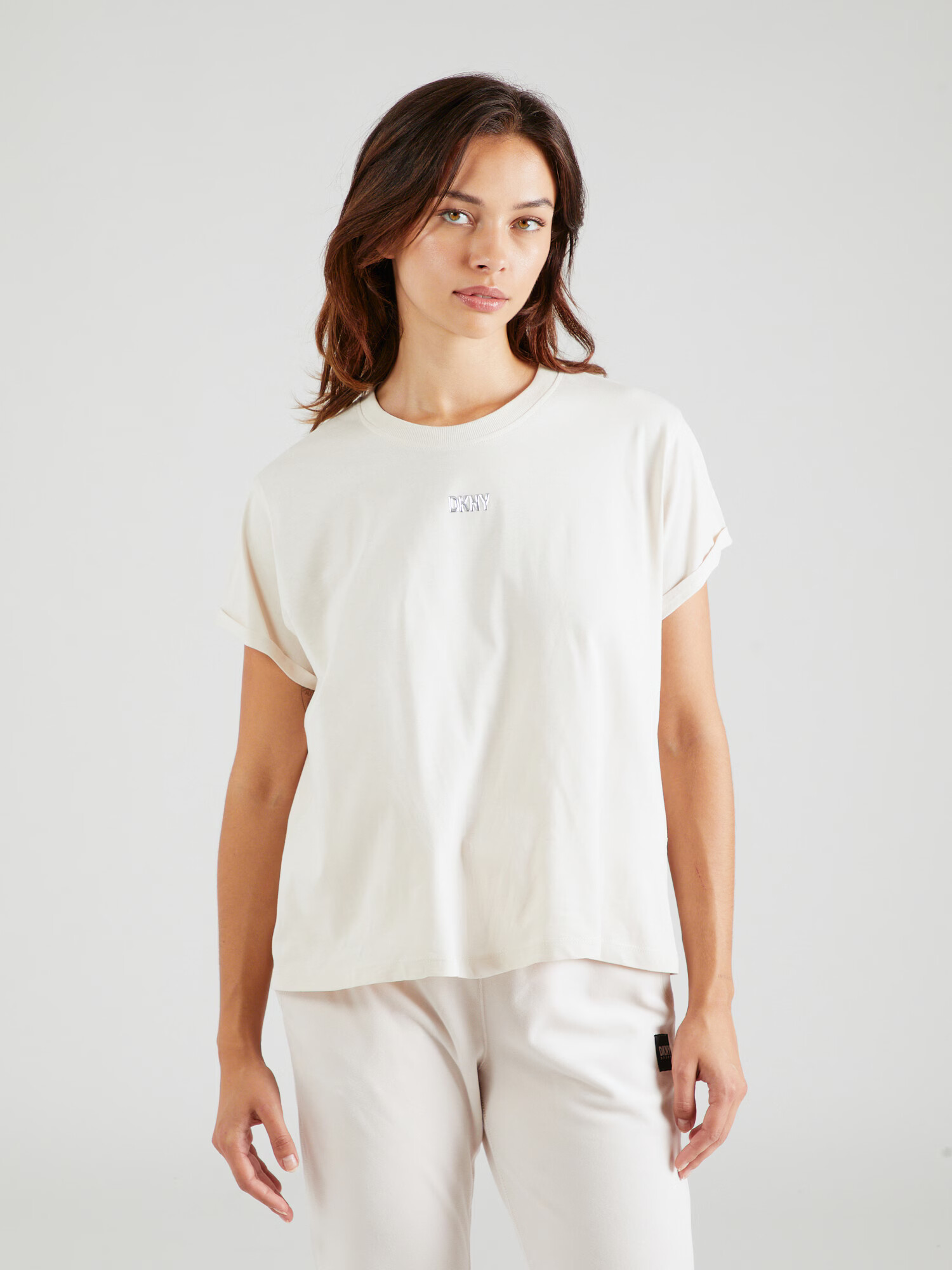 DKNY Performance Tricou funcțional bej / argintiu - Pled.ro