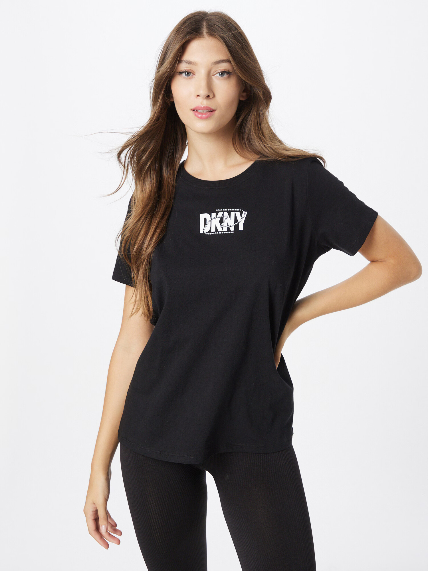 DKNY Performance Tricou funcțional negru / alb - Pled.ro