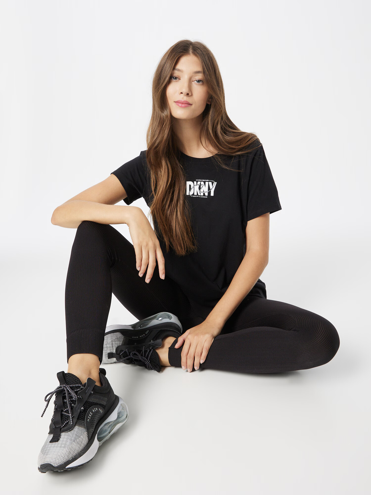 DKNY Performance Tricou funcțional negru / alb - Pled.ro