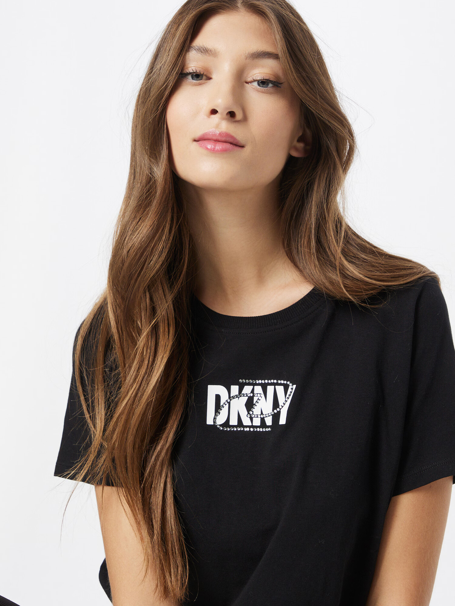 DKNY Performance Tricou funcțional negru / alb - Pled.ro