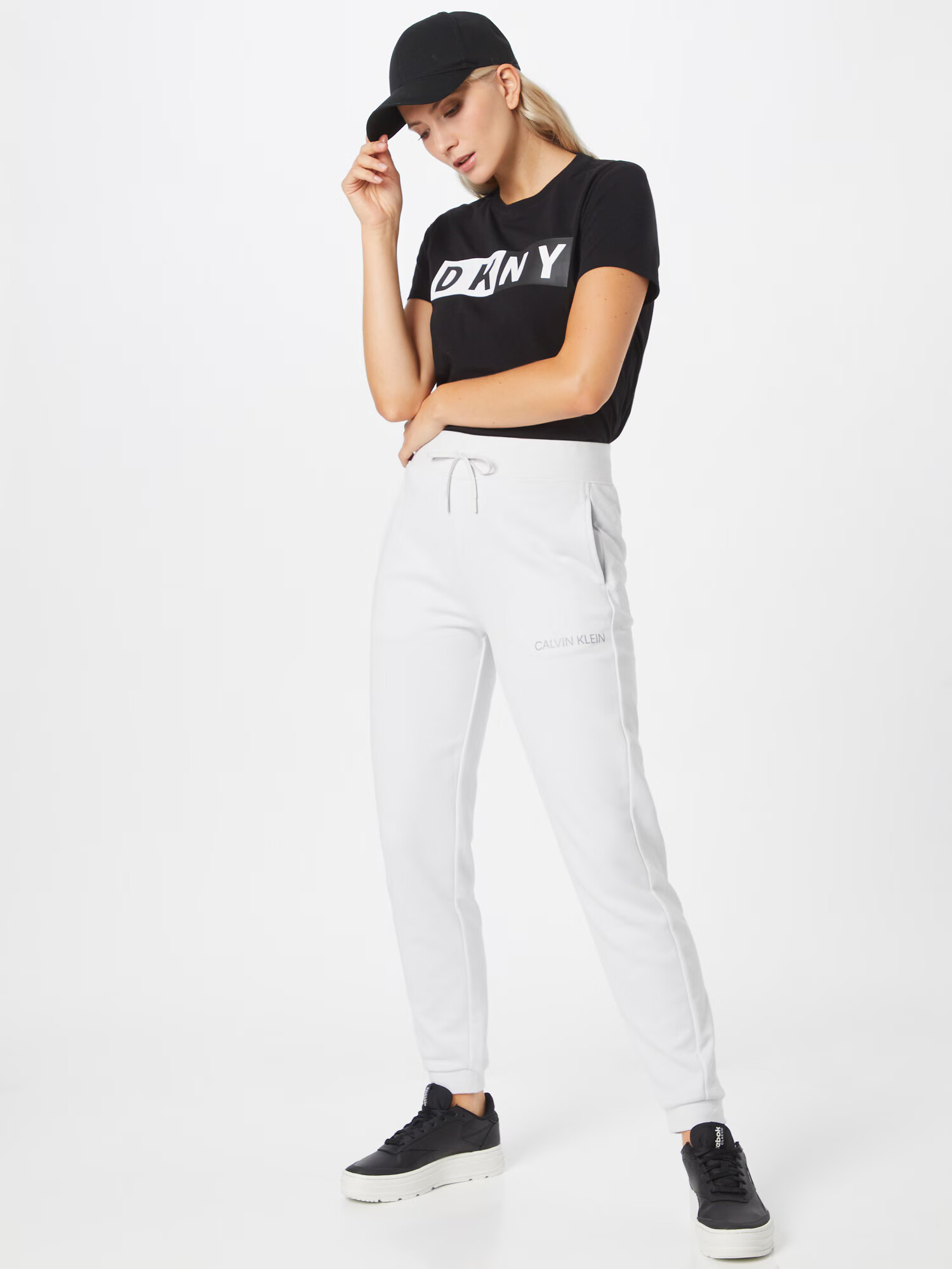 DKNY Performance Tricou negru / alb - Pled.ro