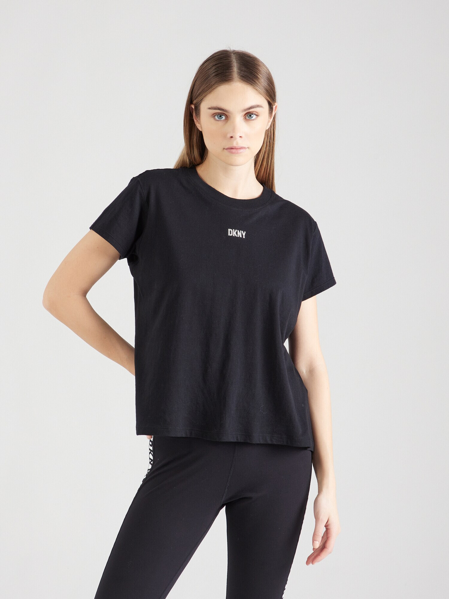 DKNY Performance Tricou negru / argintiu - Pled.ro