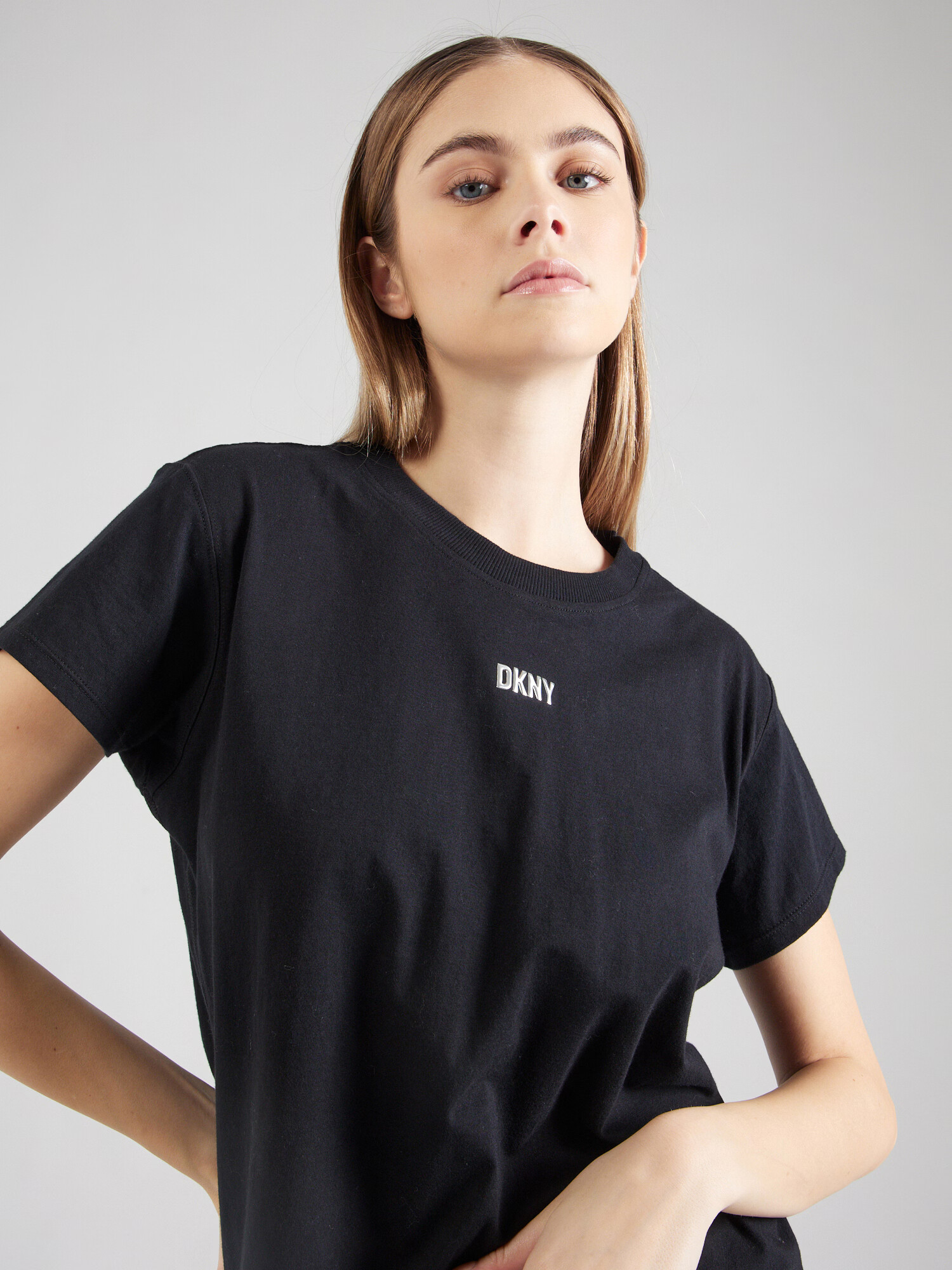 DKNY Performance Tricou negru / argintiu - Pled.ro