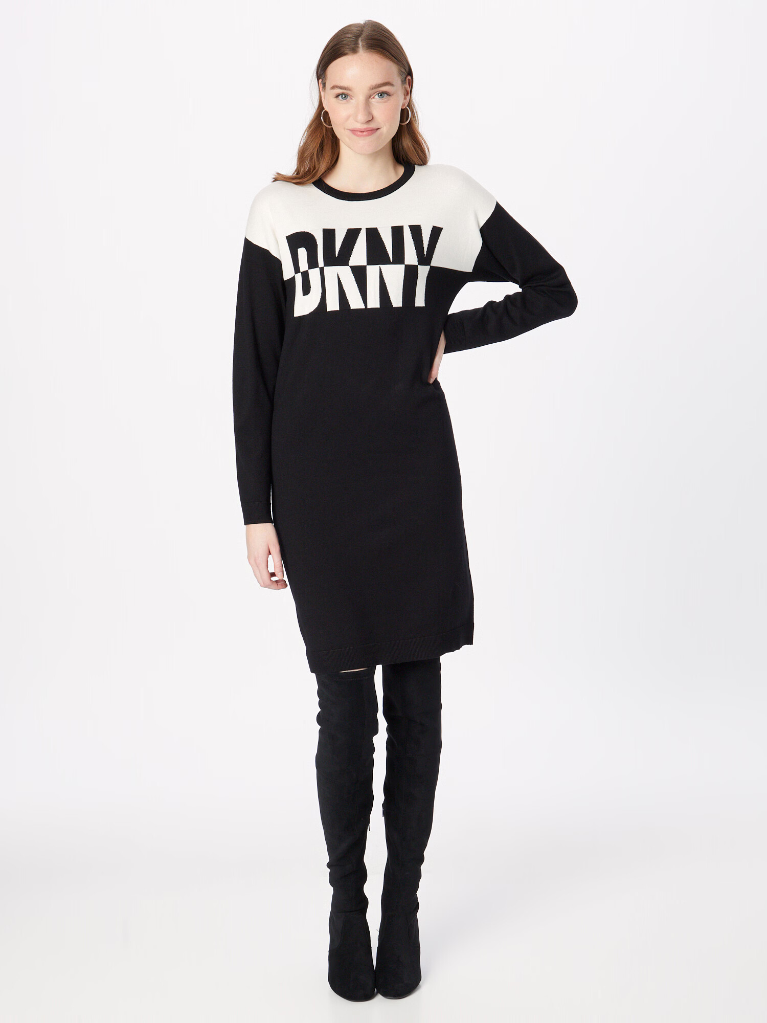 DKNY Rochie fildeş / negru - Pled.ro