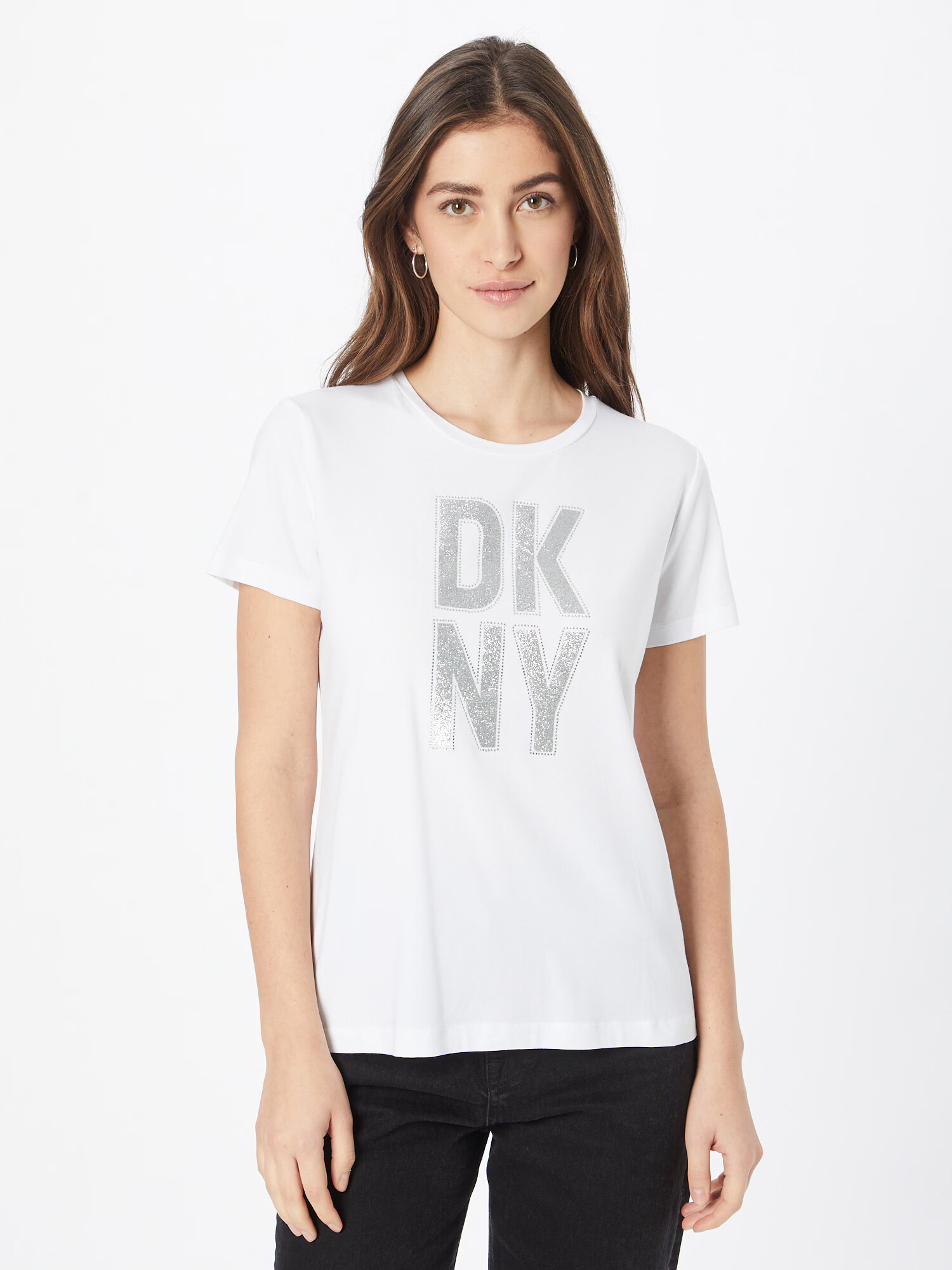 DKNY Tricou argintiu / alb - Pled.ro