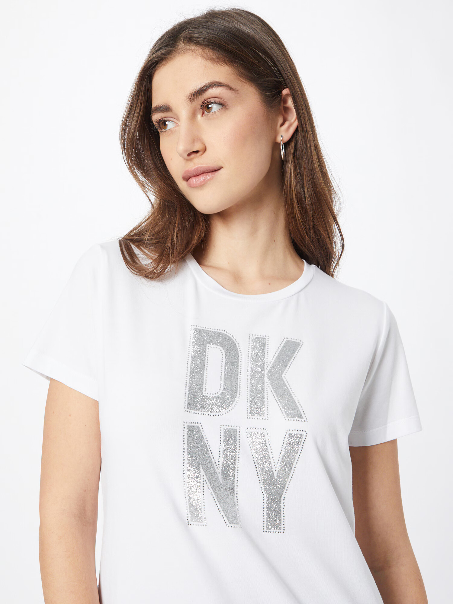 DKNY Tricou argintiu / alb - Pled.ro