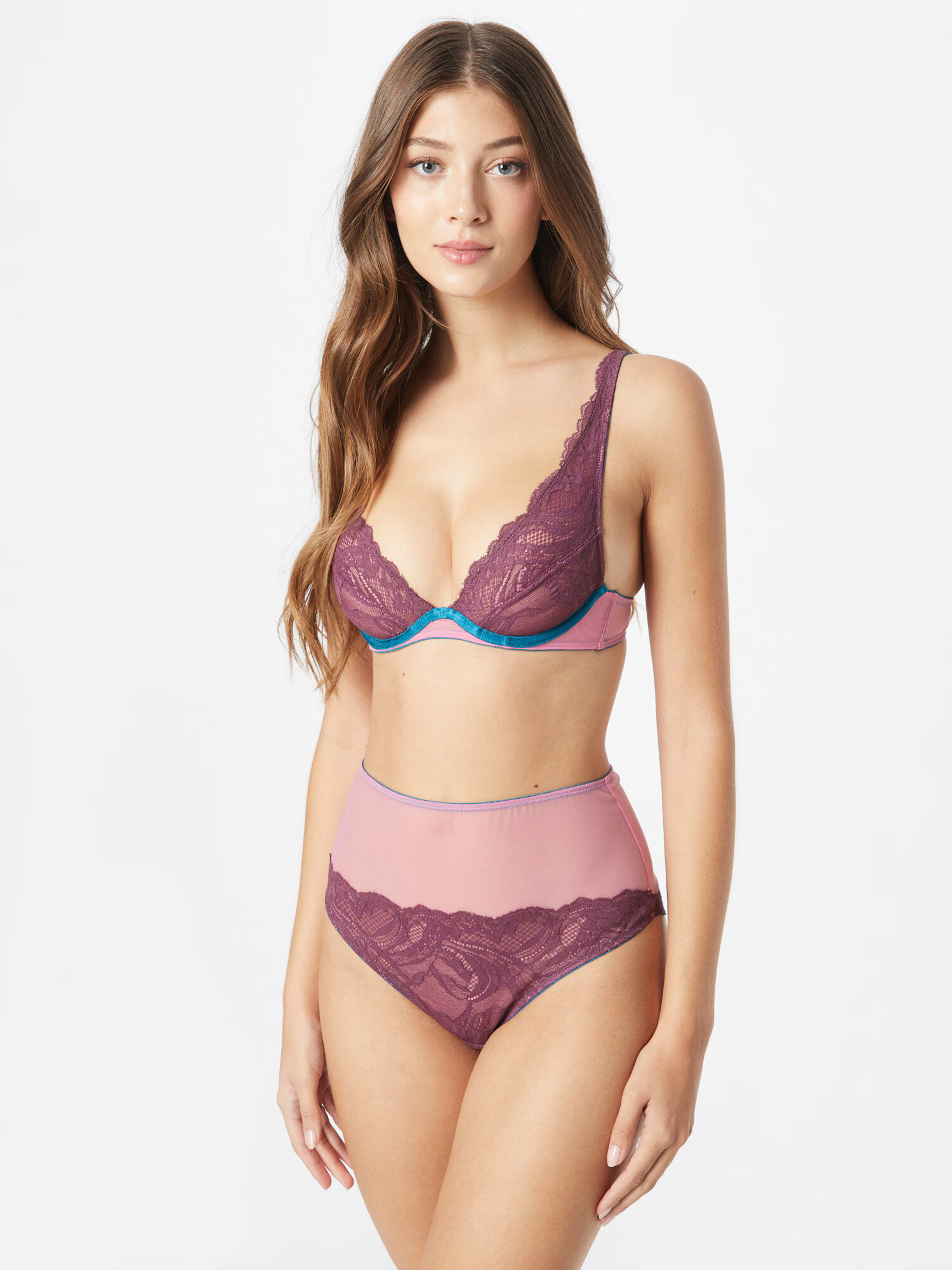 Dora Larsen Sutien 'CLEMENTINE' albastru aqua / roz / roșu bordeaux - Pled.ro