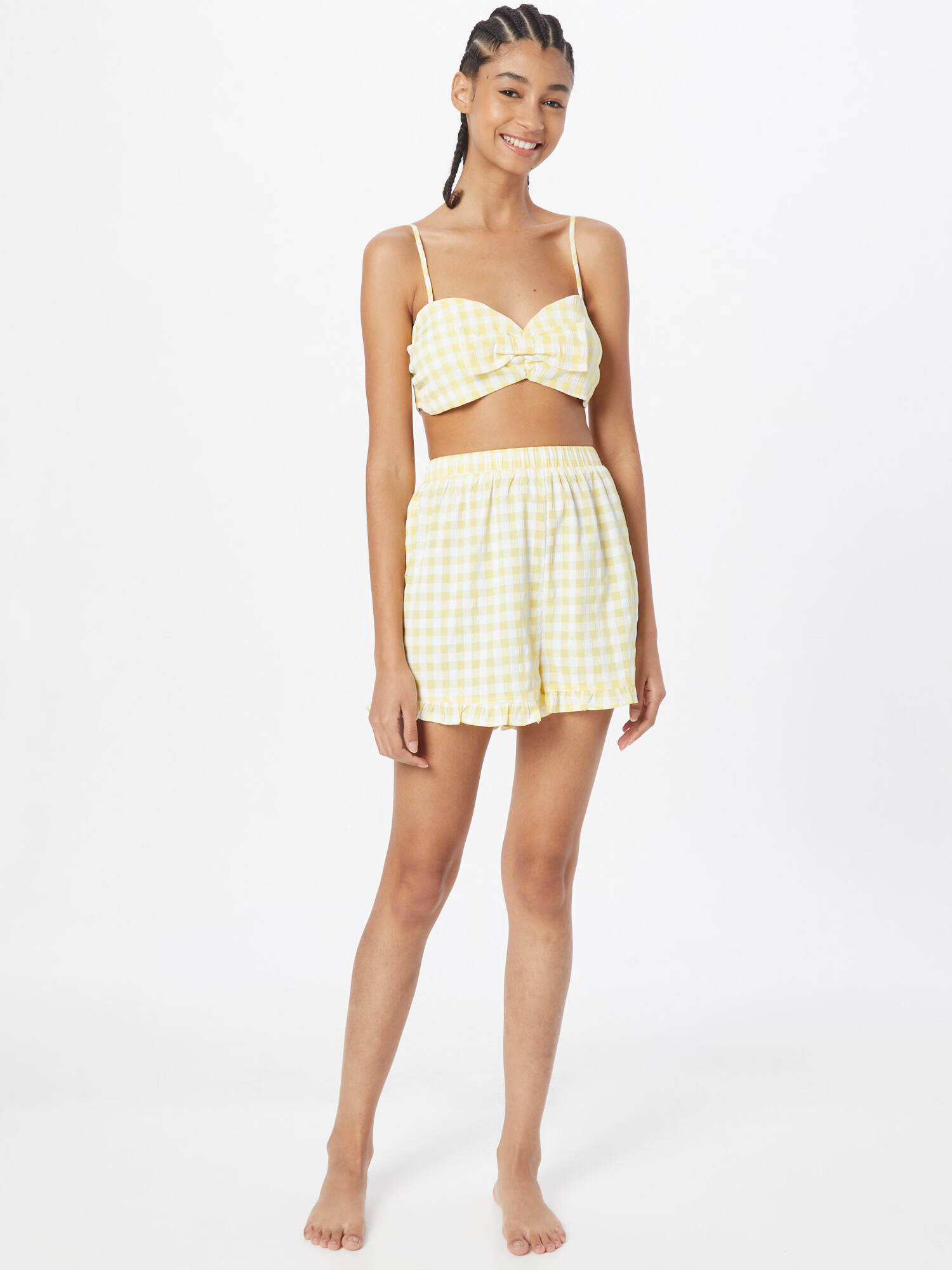 Dorothy Perkins Costum de baie două piese galben pastel / alb - Pled.ro