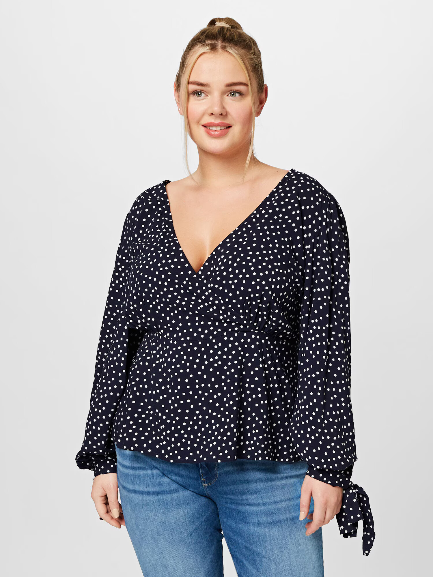 Dorothy Perkins Curve Bluză bleumarin / alb - Pled.ro