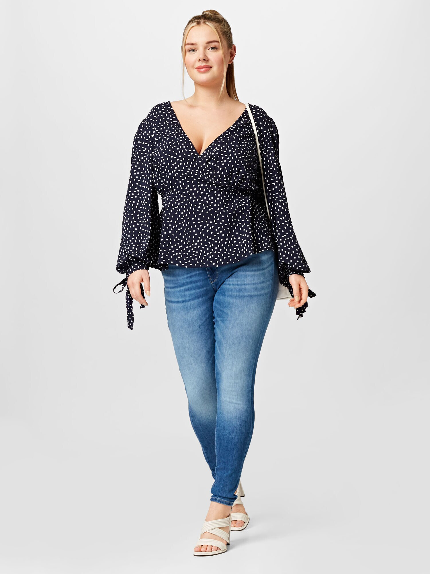 Dorothy Perkins Curve Bluză bleumarin / alb - Pled.ro