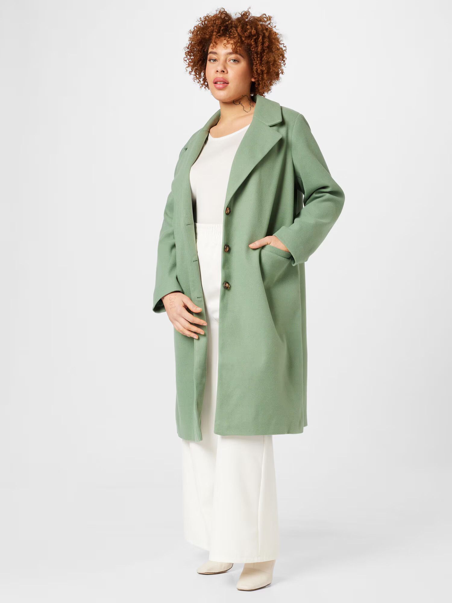 Dorothy Perkins Curve Palton de primăvară-toamnă verde deschis - Pled.ro