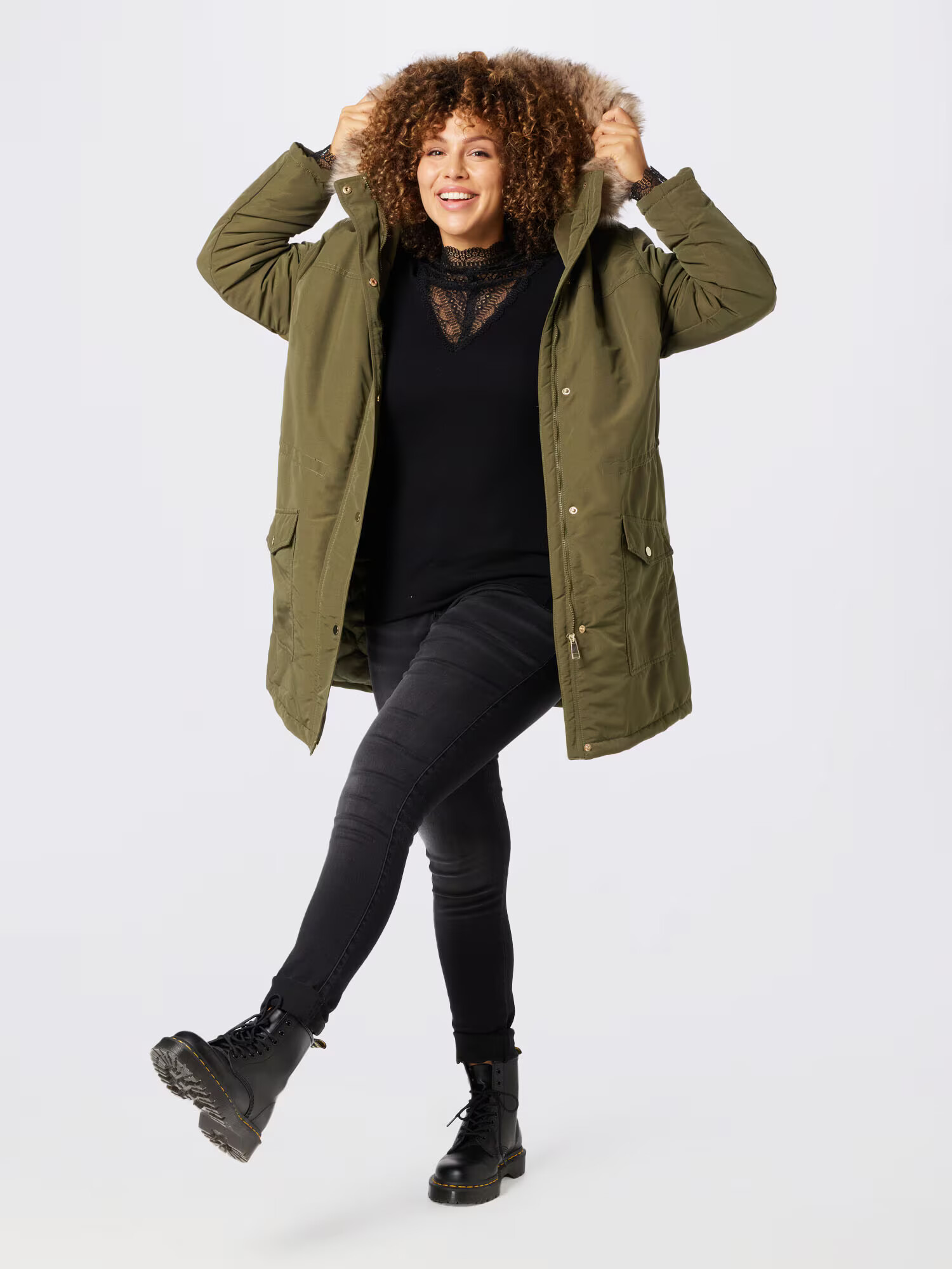 Dorothy Perkins Curve Parka de iarnă oliv - Pled.ro