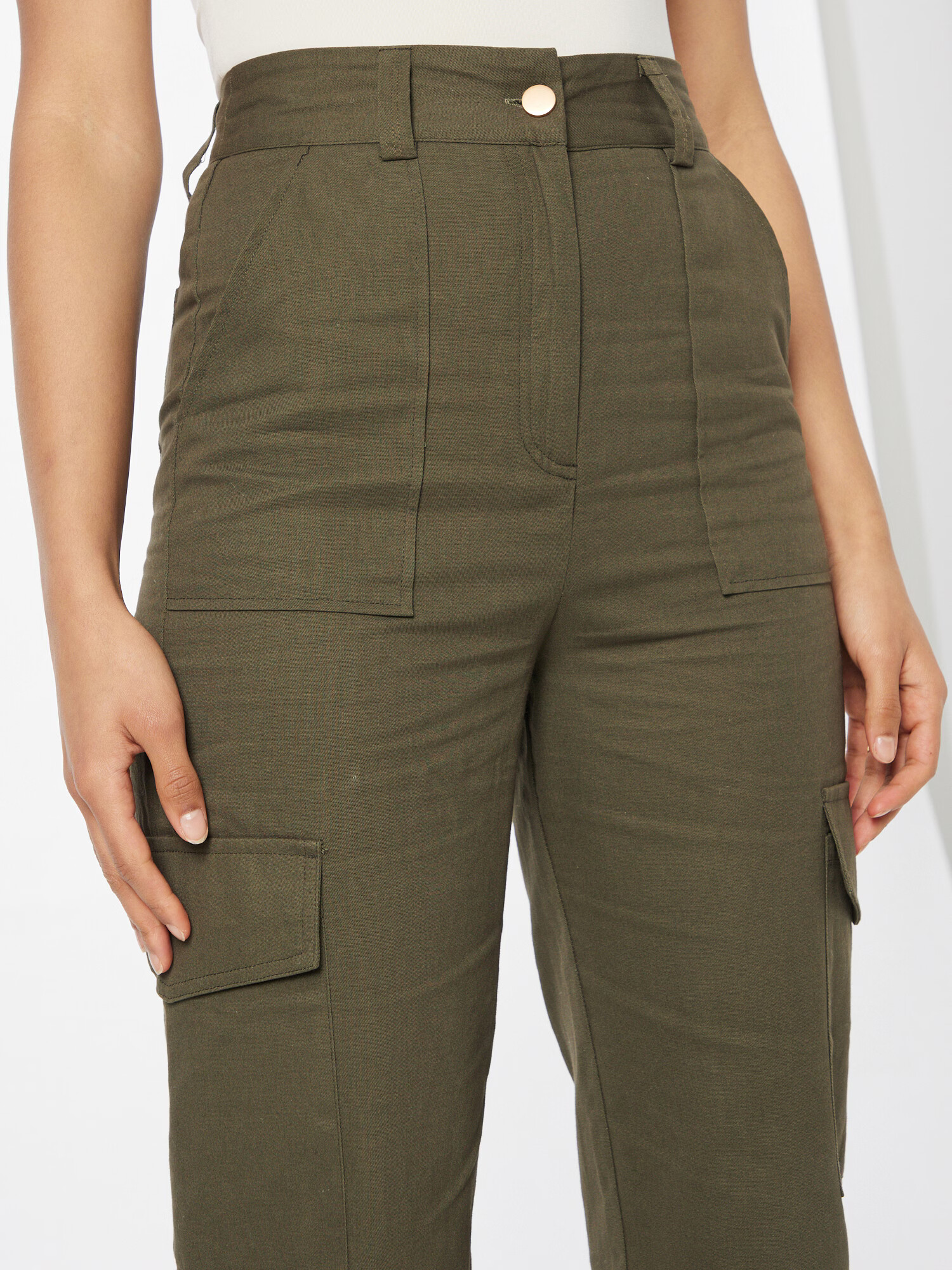 Dorothy Perkins Pantaloni cu buzunare kaki - Pled.ro