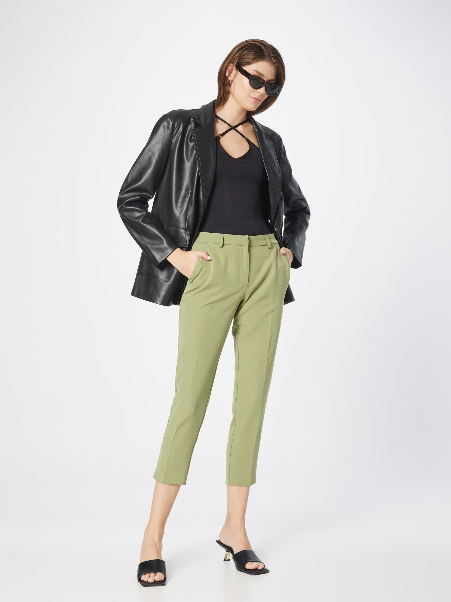 Dorothy Perkins Pantaloni cu dungă 'Grazer' verde - Pled.ro