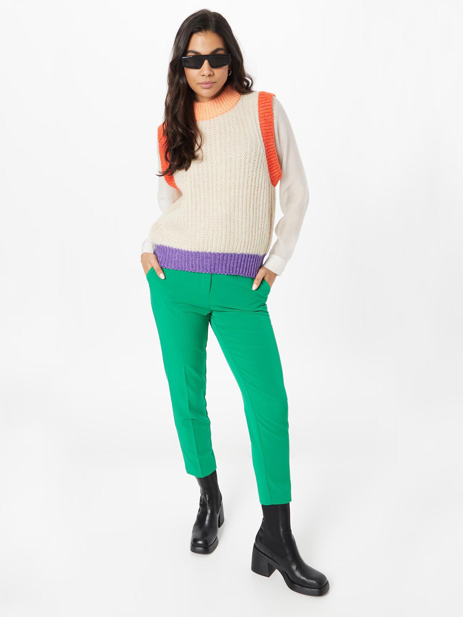 Dorothy Perkins Pantaloni cu dungă verde - Pled.ro