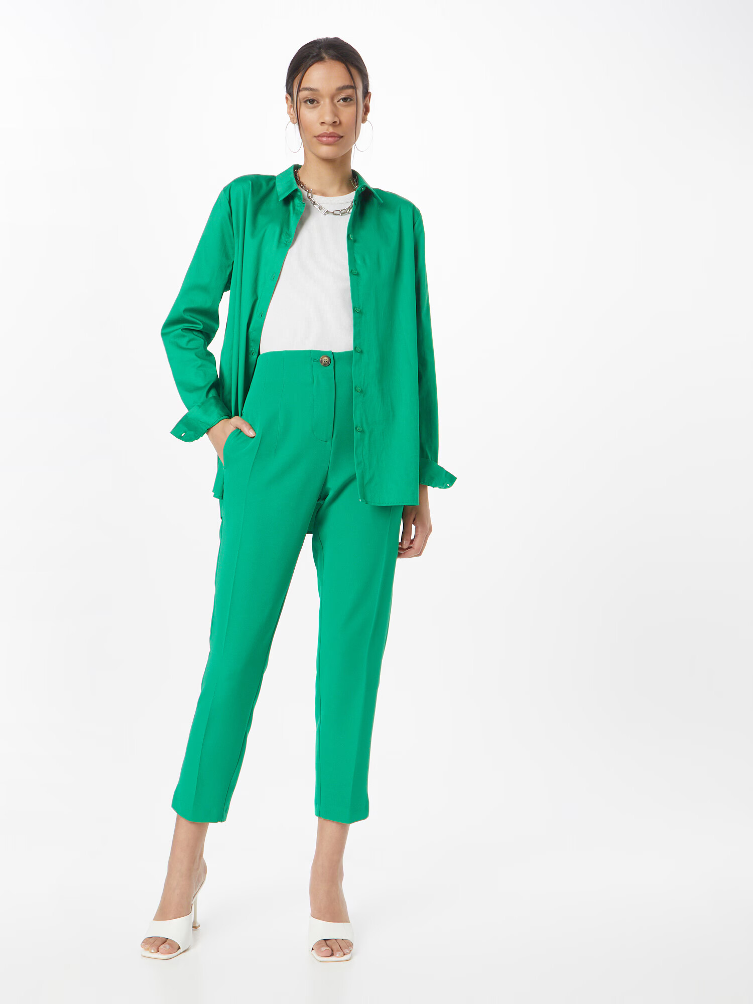 Dorothy Perkins Pantaloni cu dungă verde deschis - Pled.ro