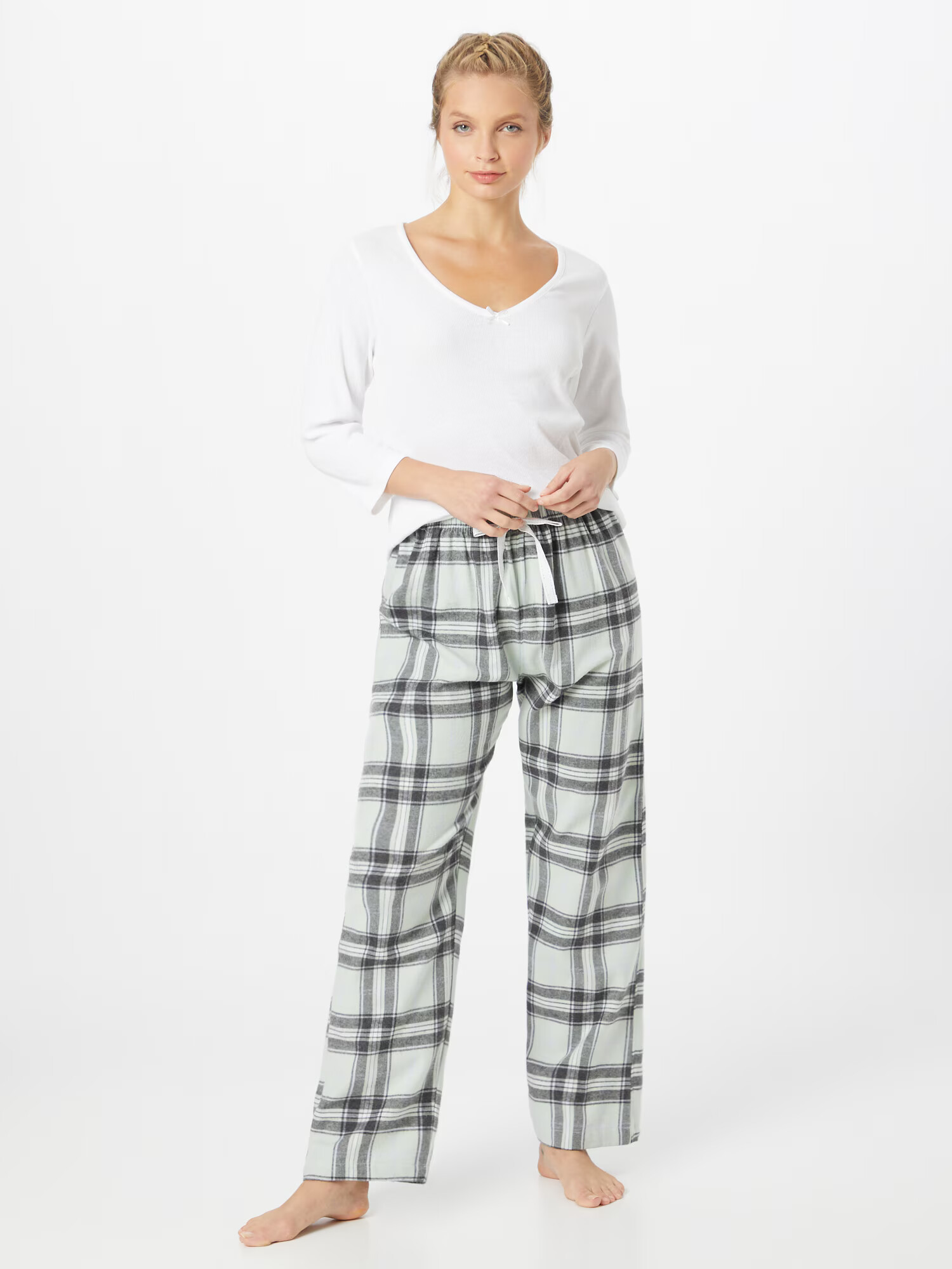 Dorothy Perkins Pijama gri metalic / verde deschis / alb - Pled.ro