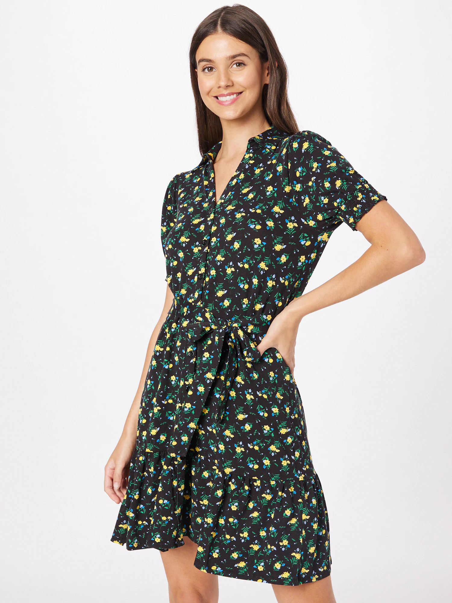 Dorothy Perkins Rochie tip bluză 'Lemon Ditsy' albastru deschis / galben / verde / negru - Pled.ro