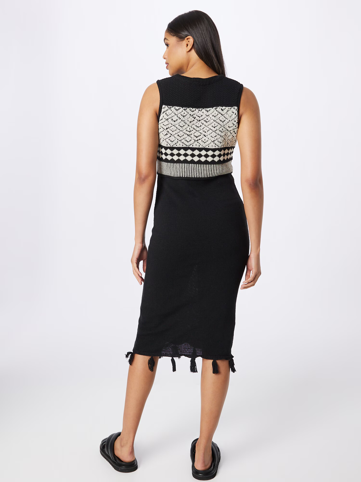 Dorothy Perkins Rochie tricotat negru / alb - Pled.ro