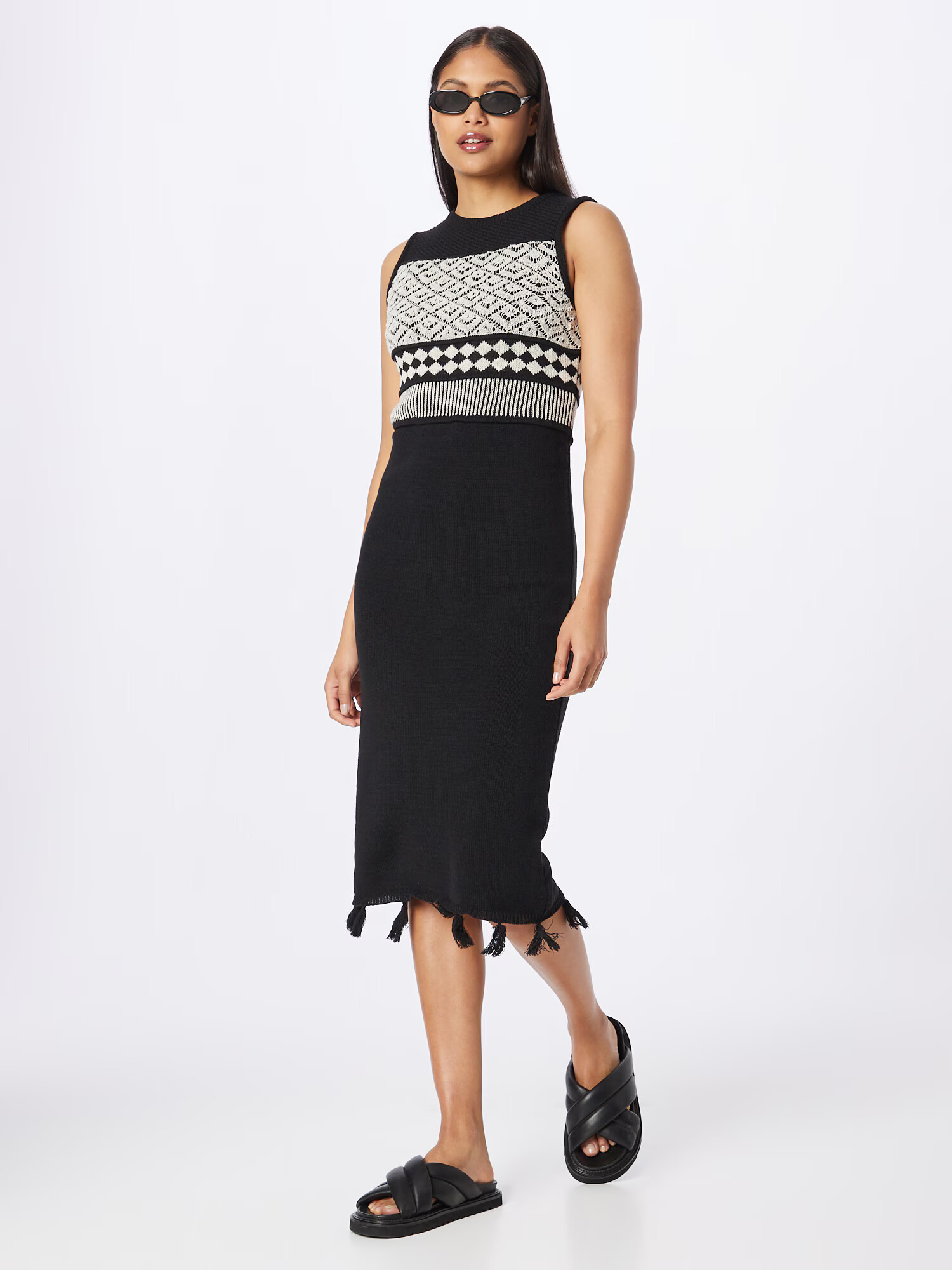 Dorothy Perkins Rochie tricotat negru / alb - Pled.ro