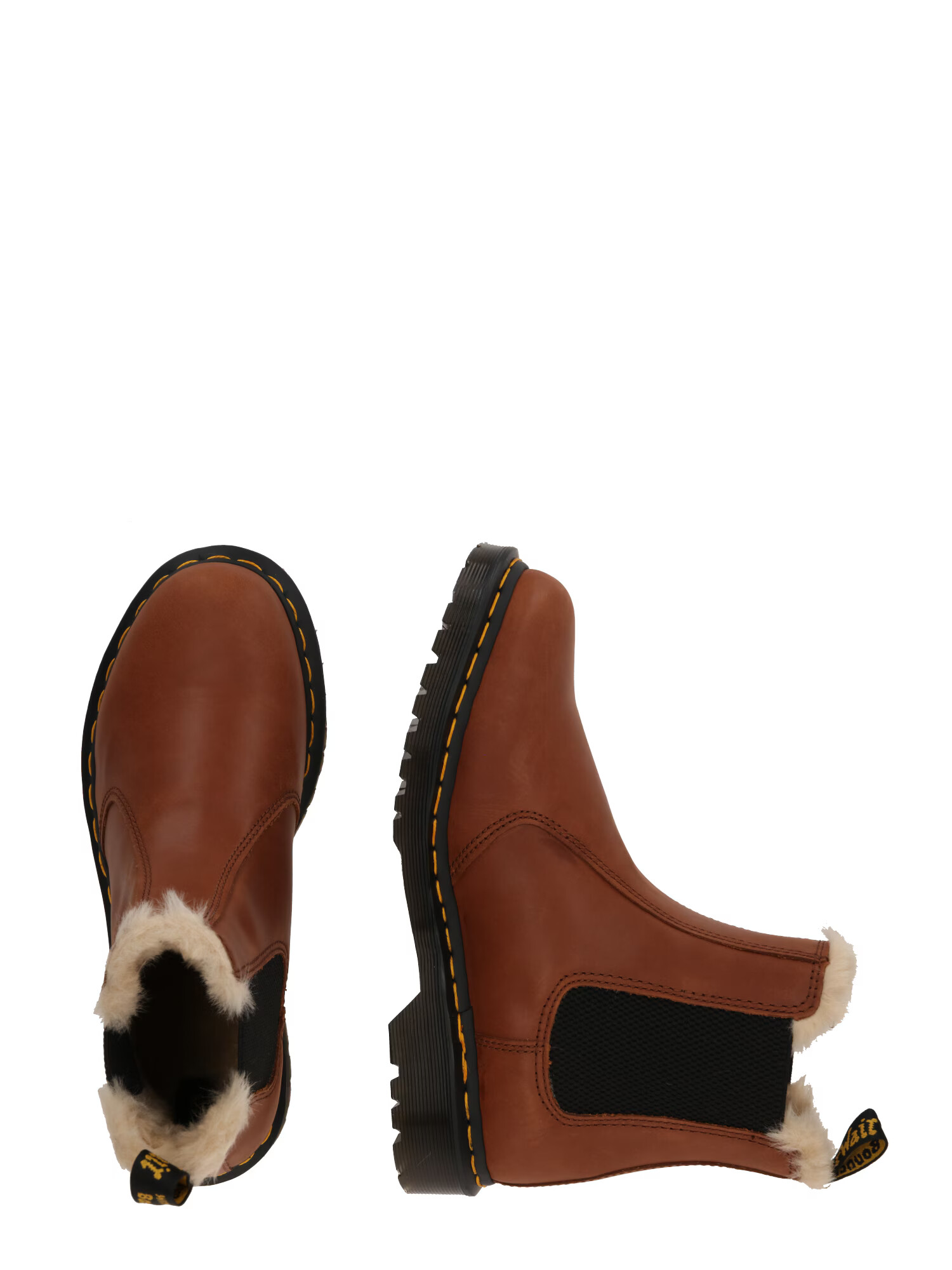 Dr. Martens Ghete chelsea 'Leonore' ecru / maro coniac / negru - Pled.ro