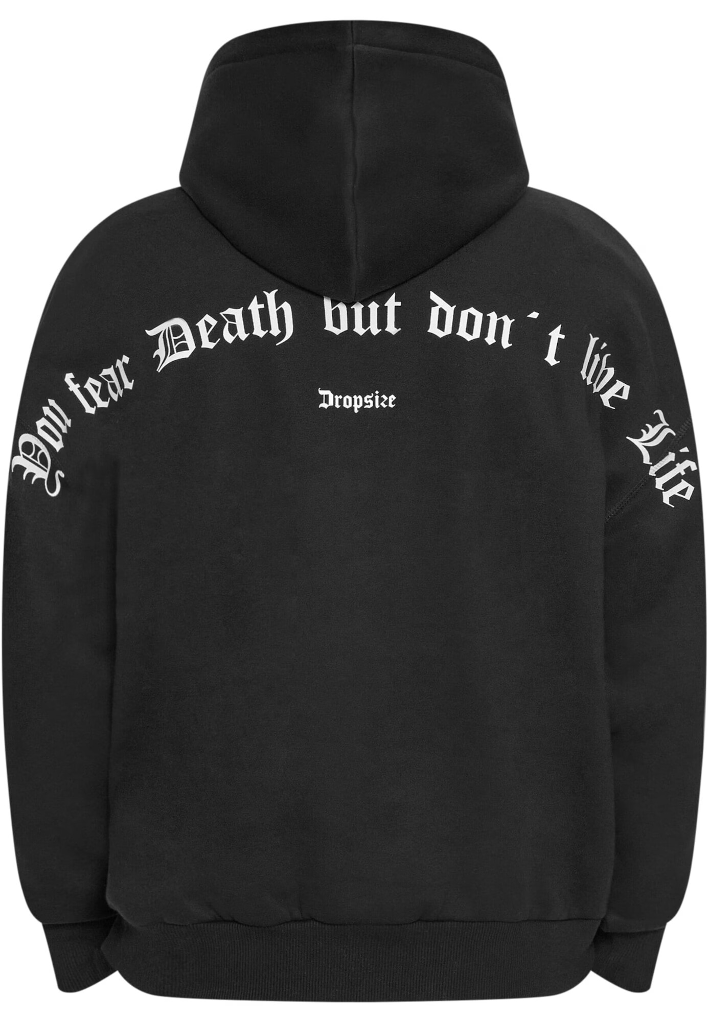 Dropsize Bluză de molton 'Fear Death' negru / alb - Pled.ro