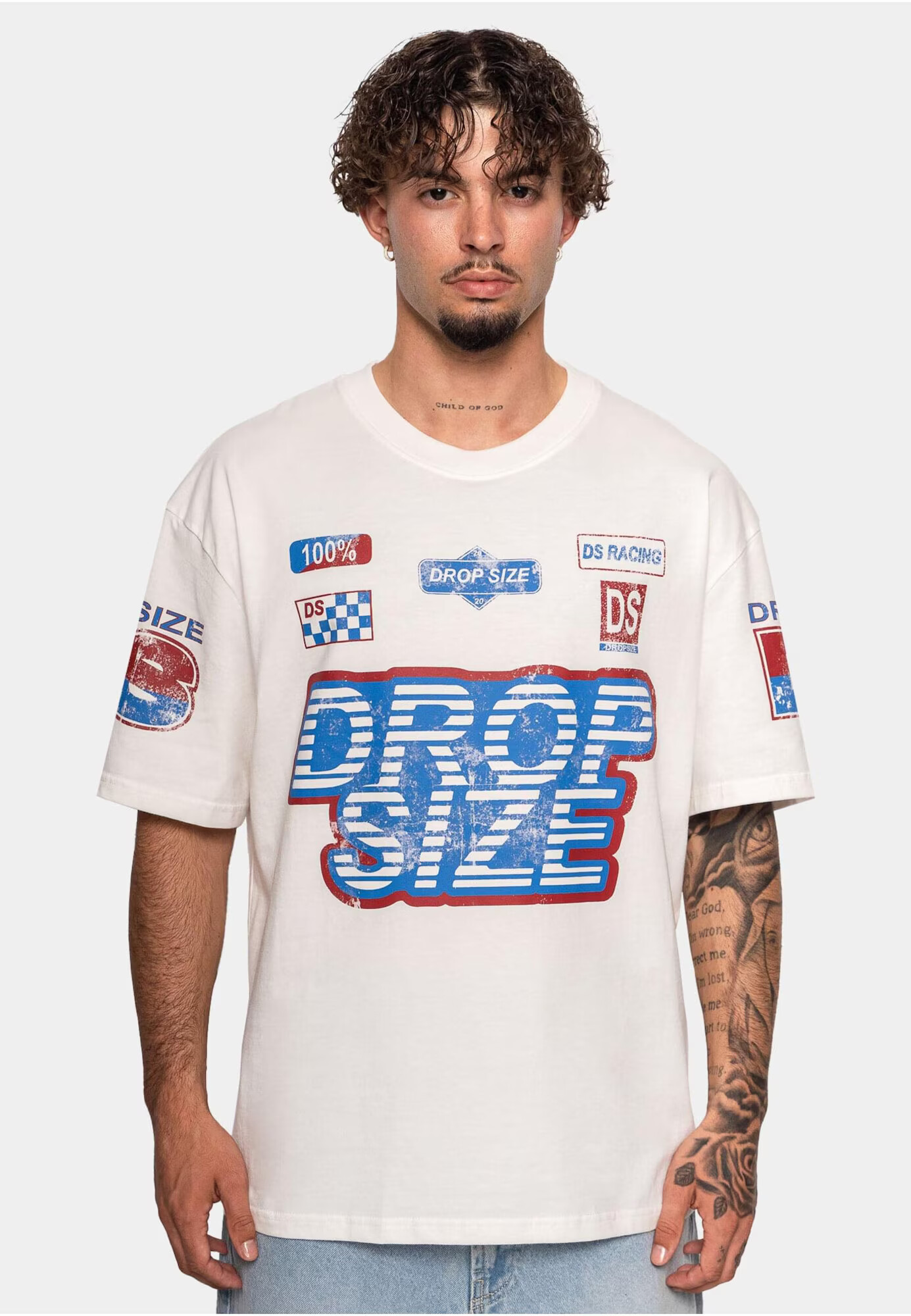 Dropsize Tricou 'Racing' albastru regal / roșu ruginiu / alb natural - Pled.ro