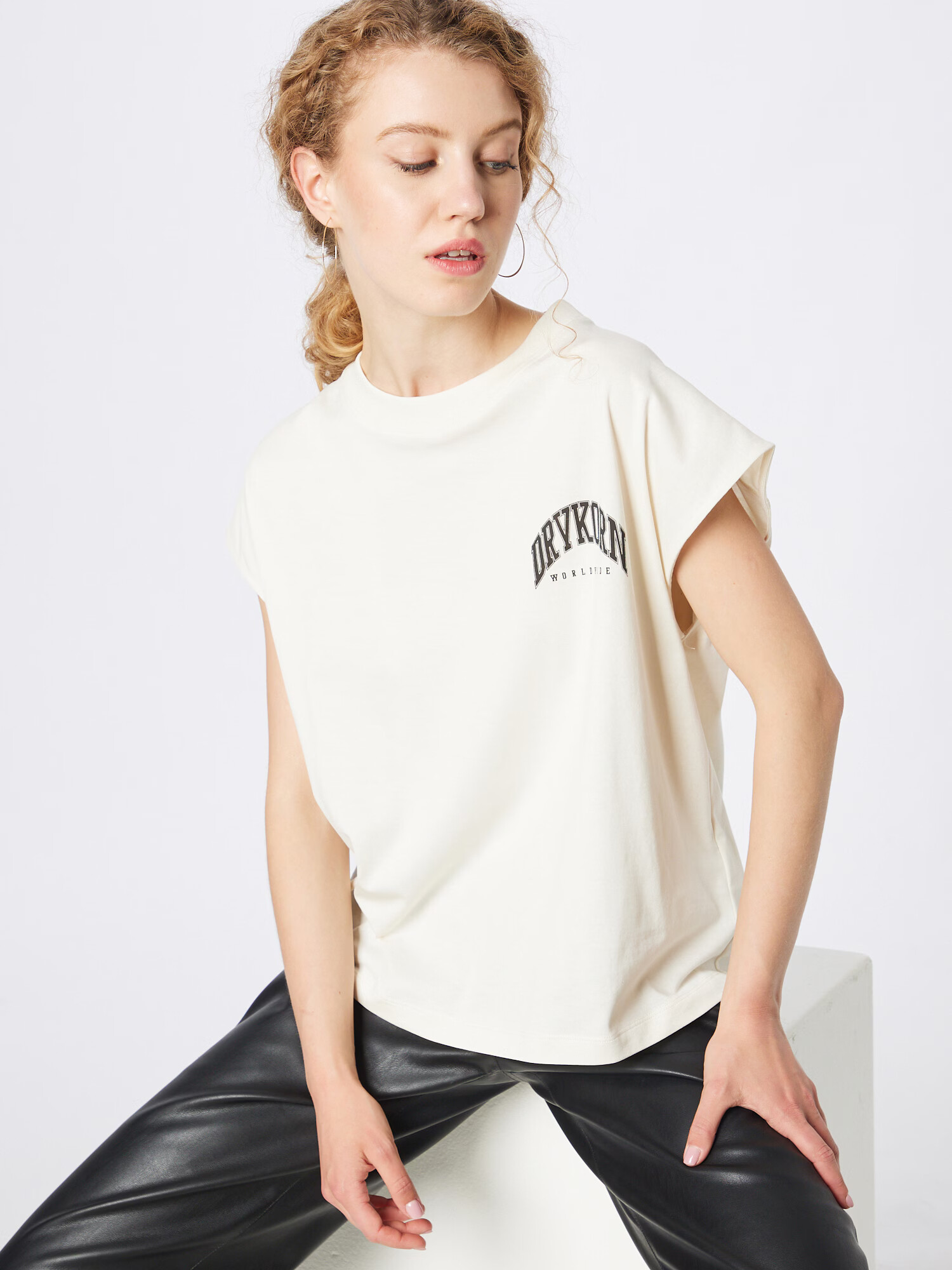 DRYKORN Tricou 'Sianna' negru / alb murdar - Pled.ro