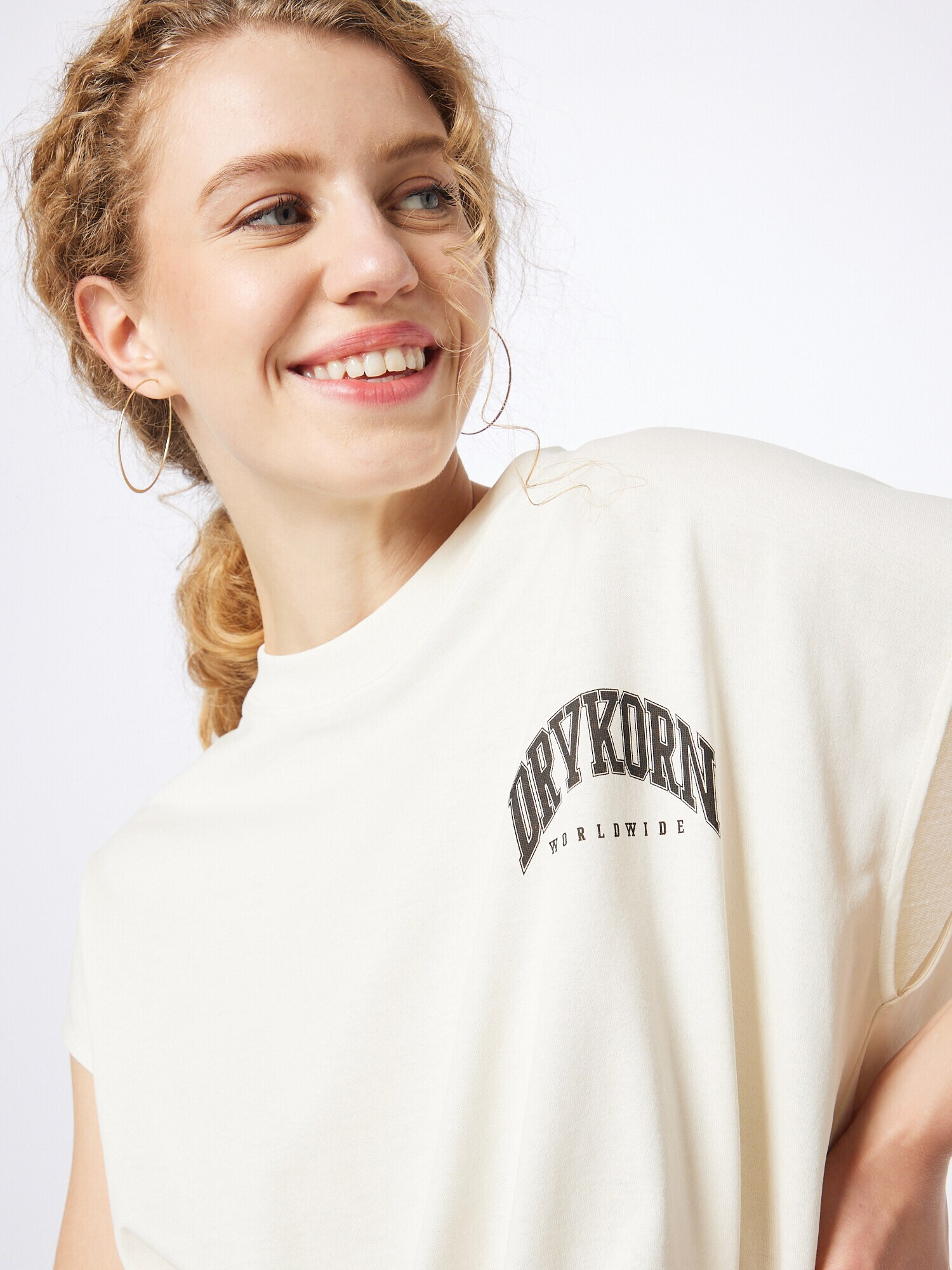 DRYKORN Tricou 'Sianna' negru / alb murdar - Pled.ro