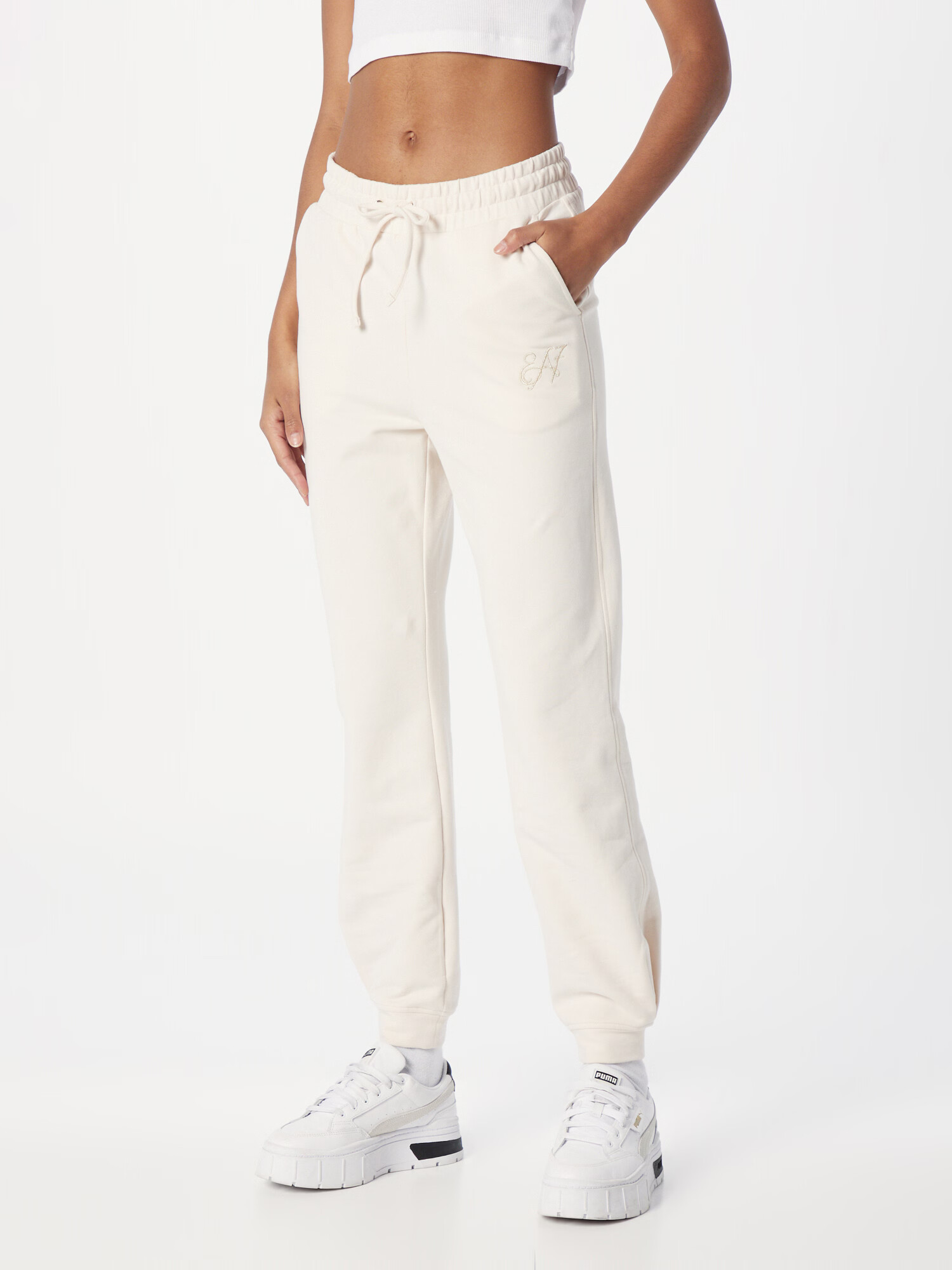 EA7 Emporio Armani Pantaloni sport alb coajă de ou - Pled.ro