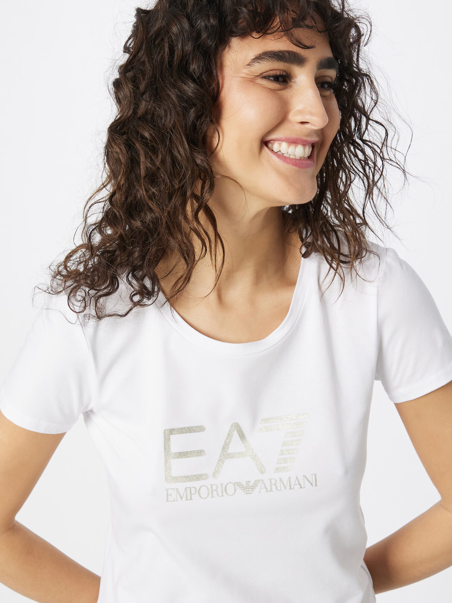 EA7 Emporio Armani Tricou argintiu / alb - Pled.ro