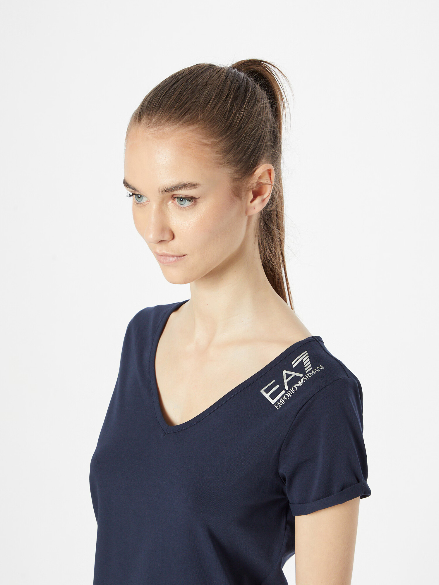 EA7 Emporio Armani Tricou bleumarin / argintiu - Pled.ro