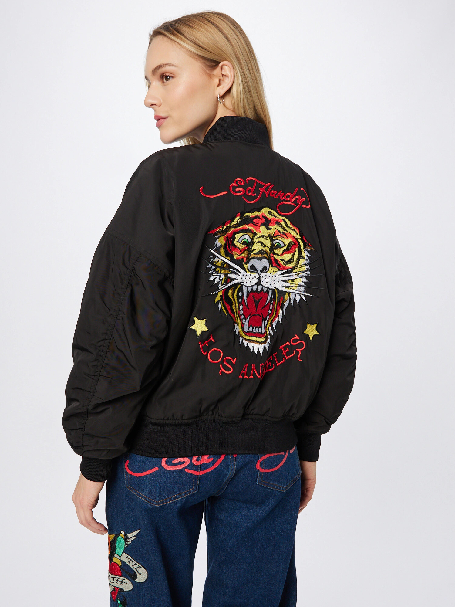 Ed Hardy Geacă de primăvară-toamnă 'Tiger Roar' galben / roșu / negru / alb - Pled.ro