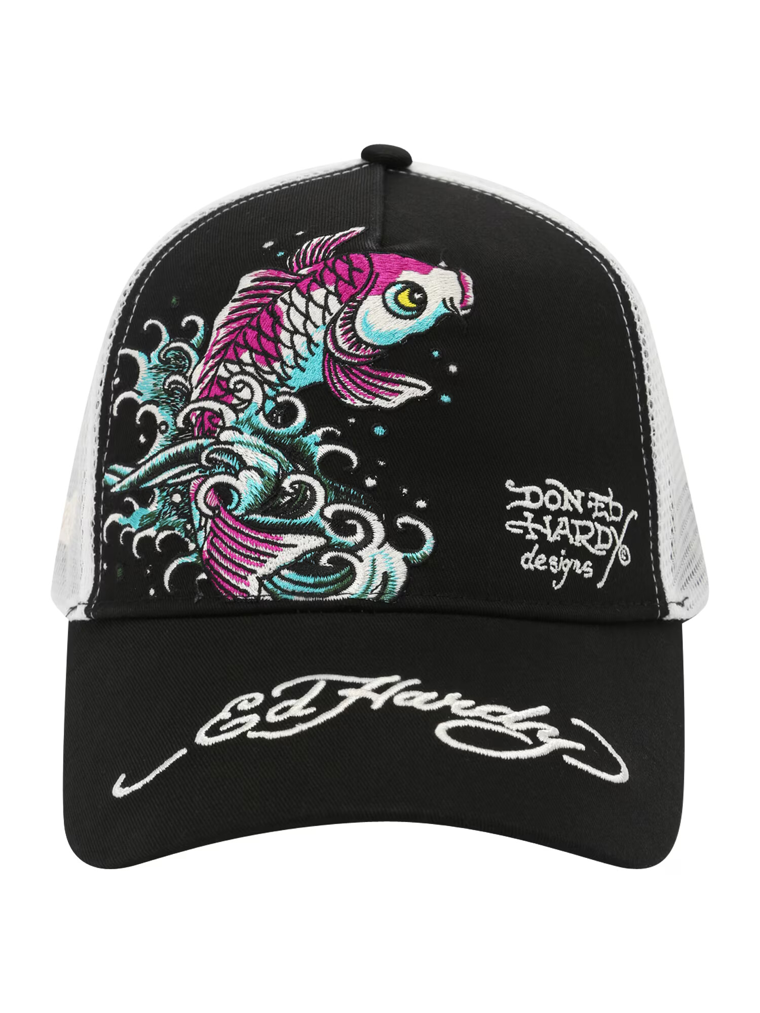 Ed Hardy Șapcă 'Blushing Koi' albastru deschis / roz / negru / alb - Pled.ro