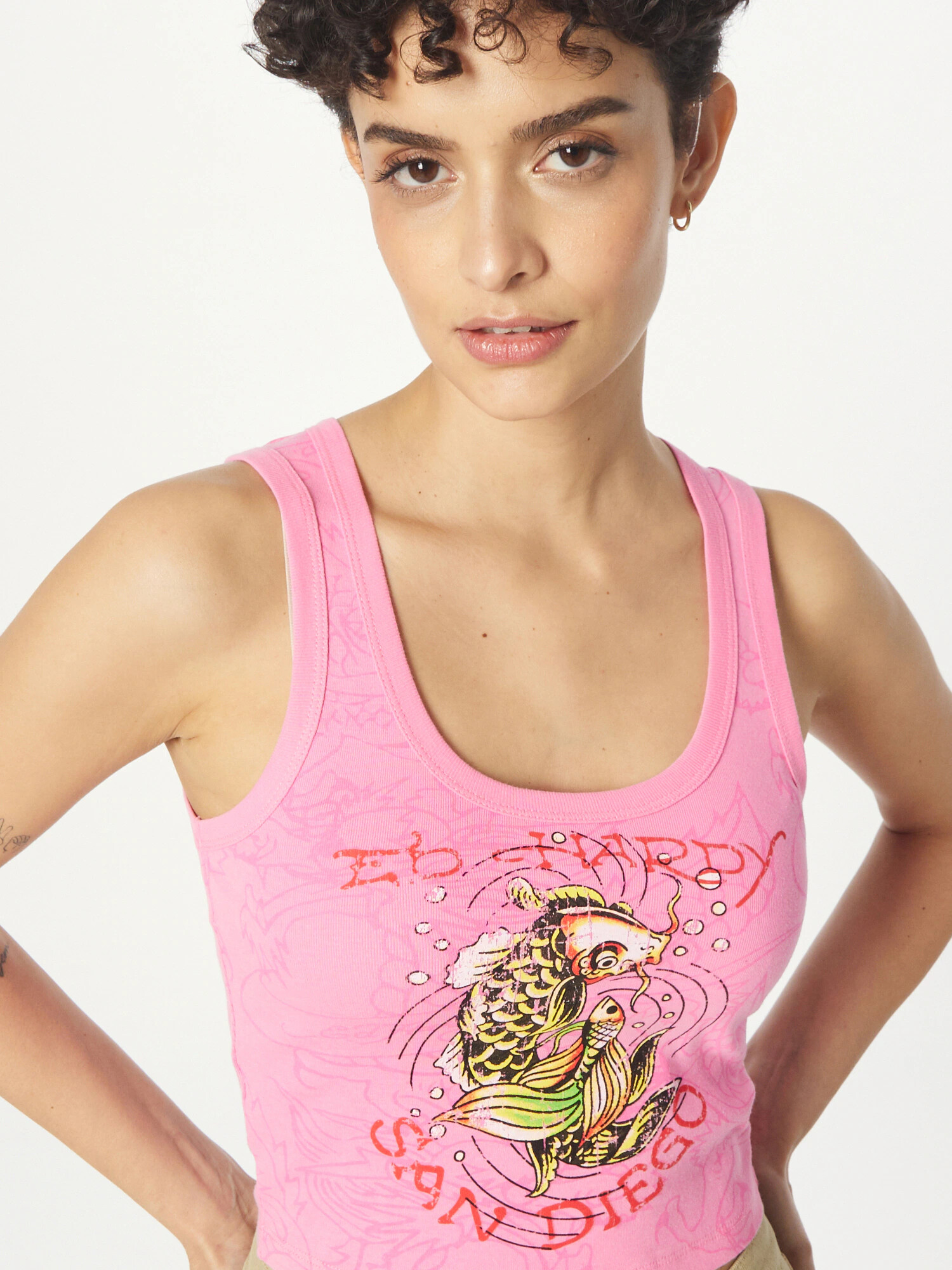 Ed Hardy Top galben deschis / roz pitaya / roz deschis / negru - Pled.ro